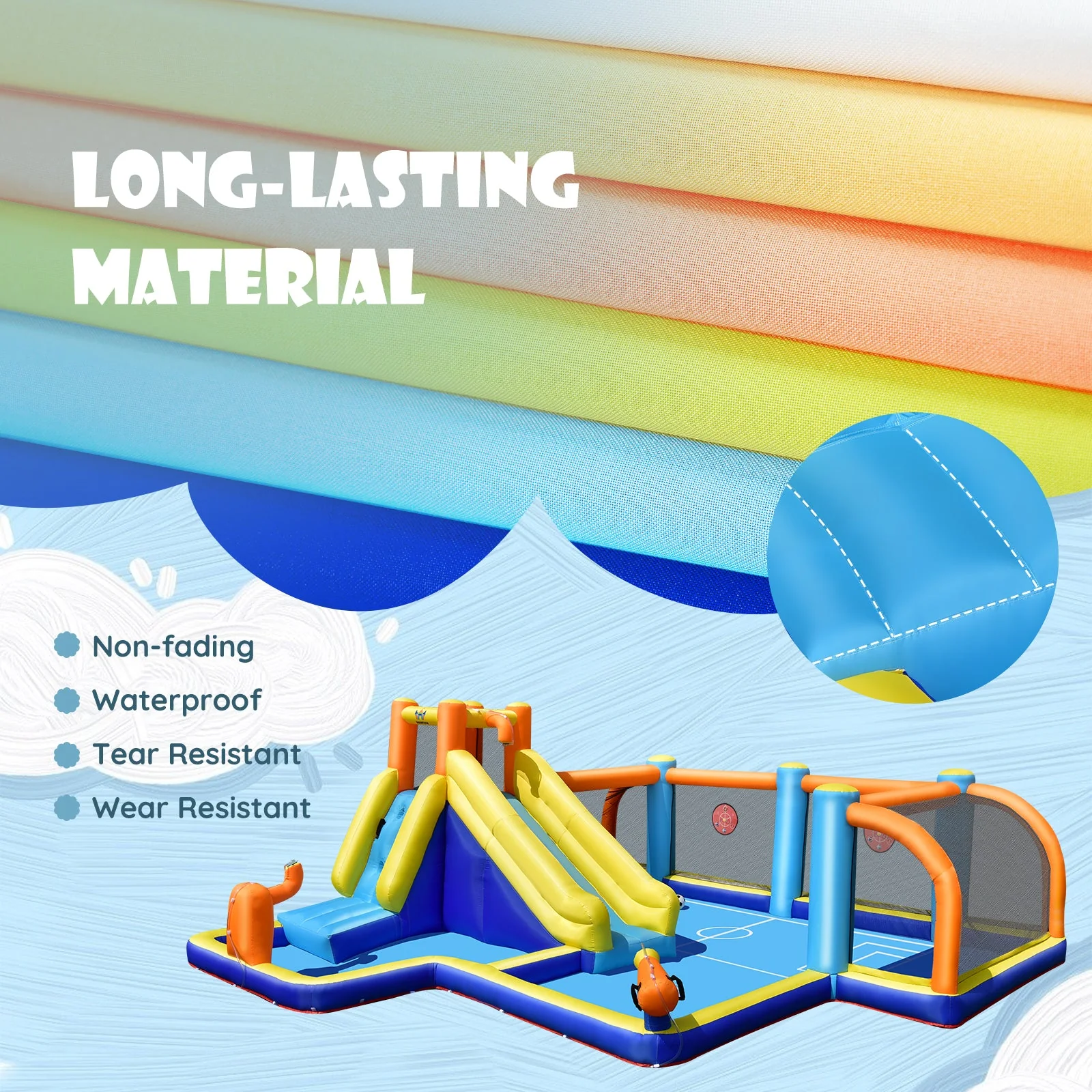 Giant Soccer Themed Inflatable Water Slide Bouncer with Splash Pool without Blower - Image 7