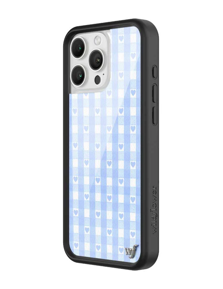 Gingham Hearts | Blue iPhone Case - Image 2