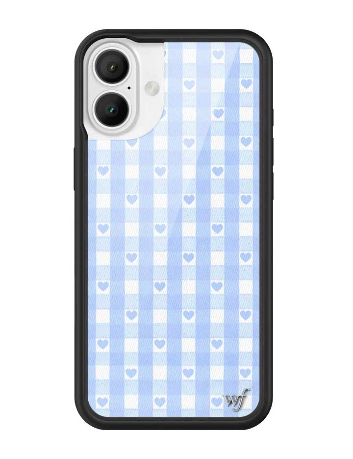Gingham Hearts | Blue iPhone Case - Image 3