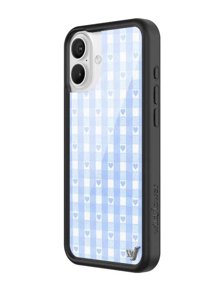 Gingham Hearts | Blue iPhone Case - Image 4