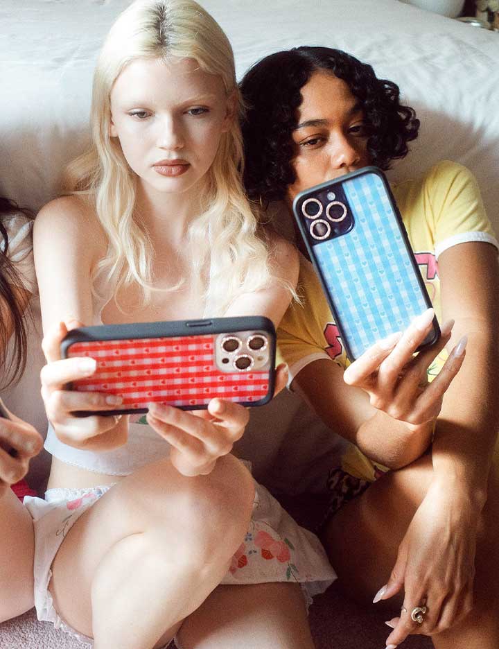 Gingham Hearts | Blue iPhone Case - Image 40