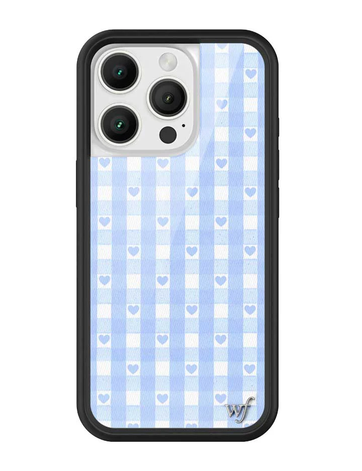 Gingham Hearts | Blue iPhone Case - Image 5