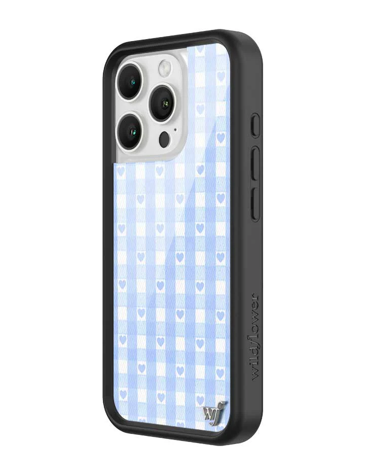 Gingham Hearts | Blue iPhone Case - Image 6