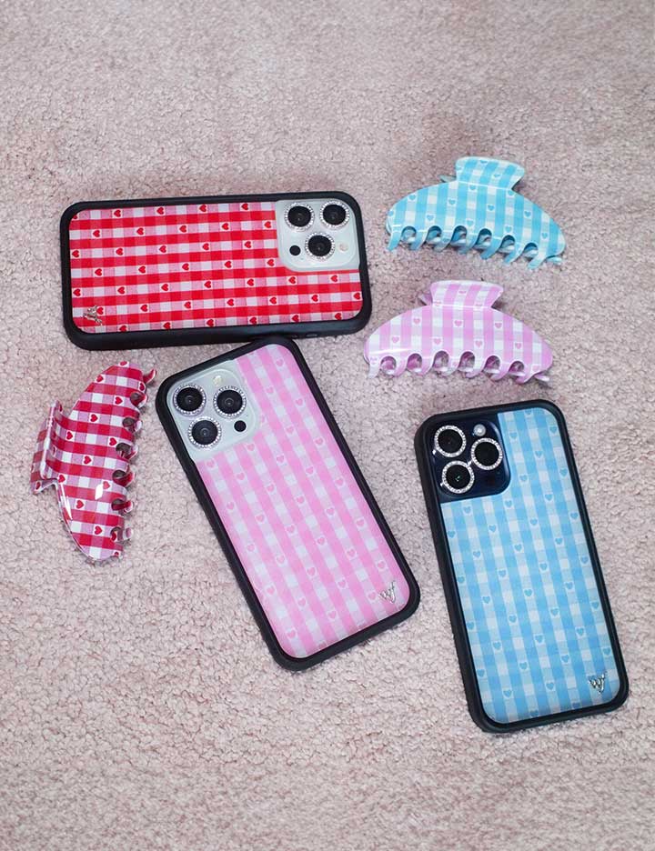 Gingham Hearts | Pink iPhone Case - Image 43