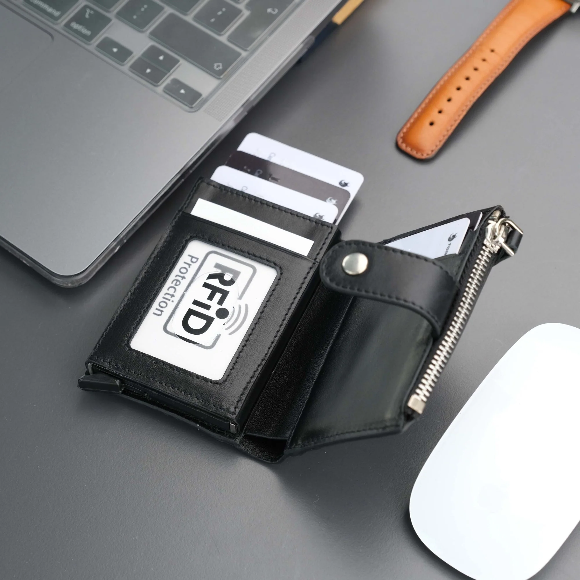 Glenrock Black Leather Pop-up Cardholder Wallet - Image 12