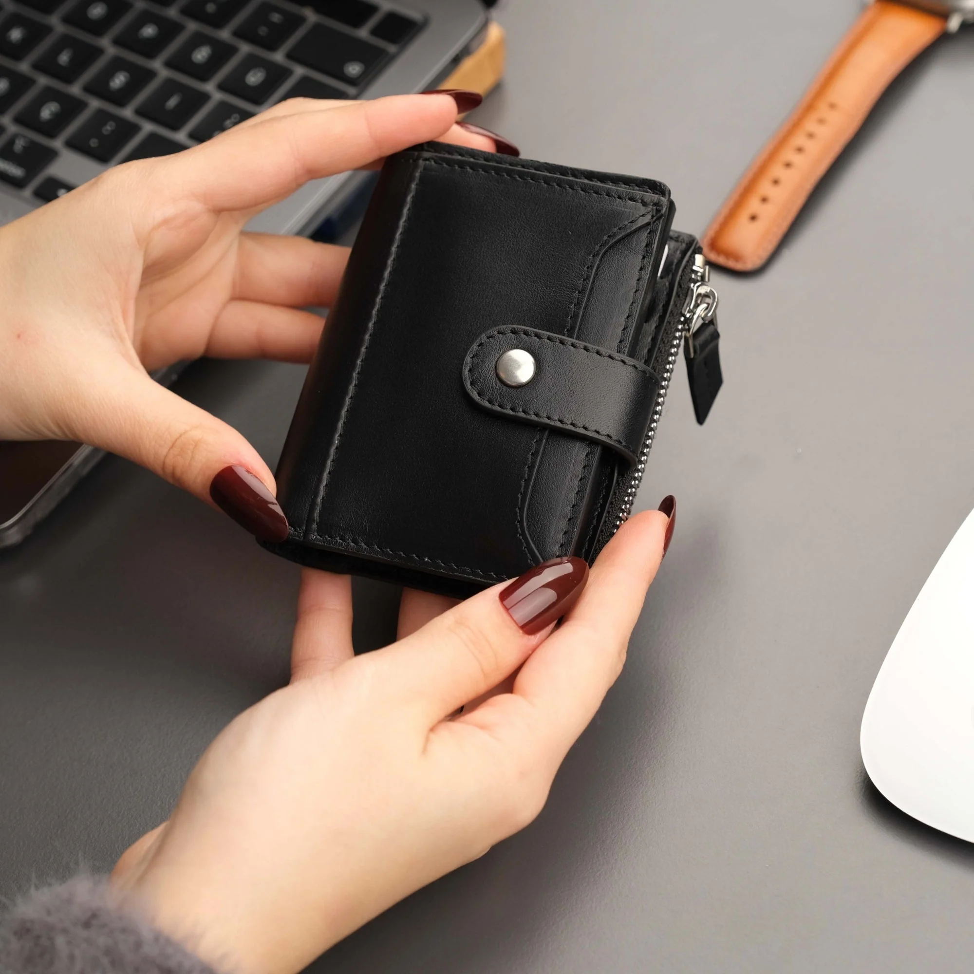 Glenrock Black Leather Pop-up Cardholder Wallet - Image 2