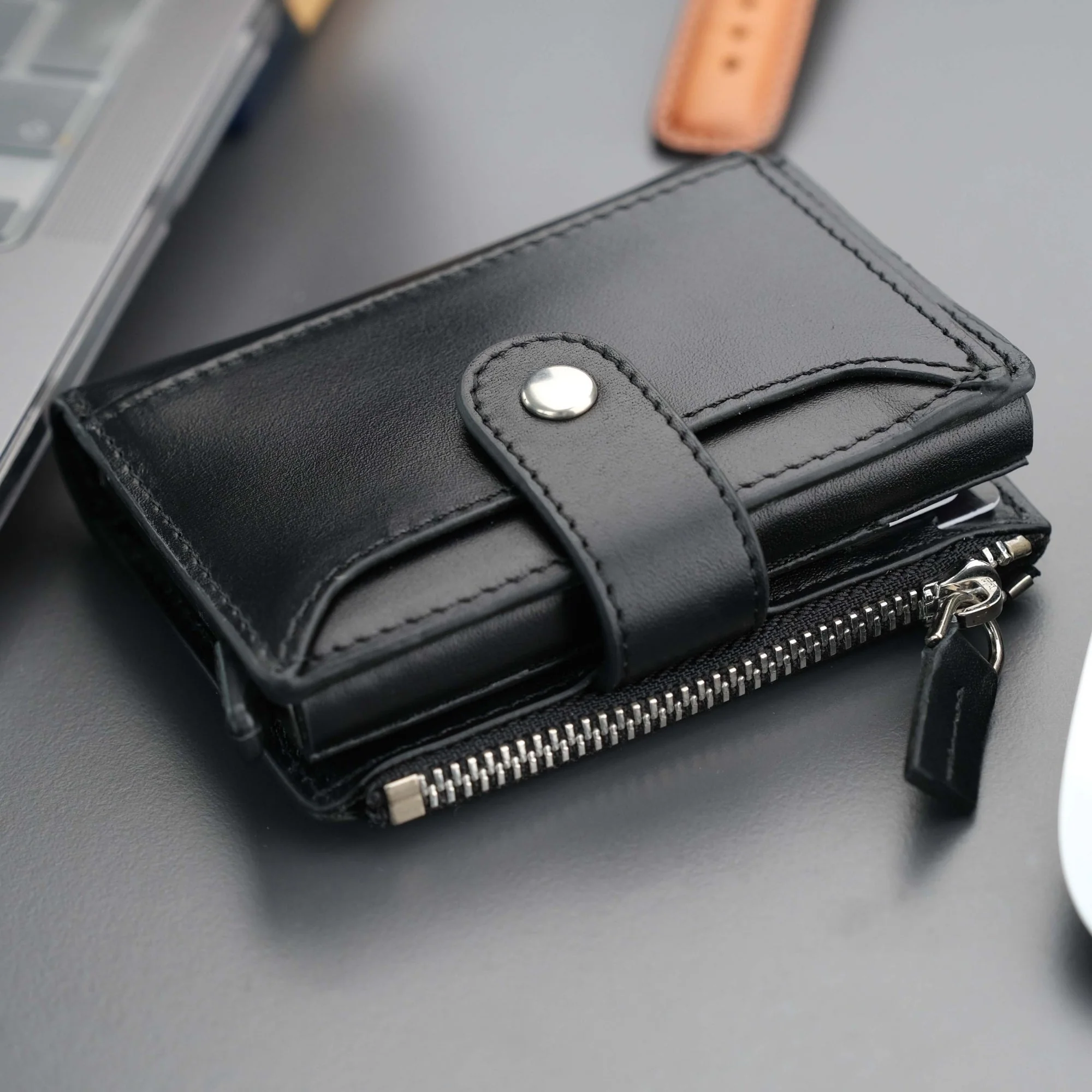 Glenrock Black Leather Pop-up Cardholder Wallet - Image 4