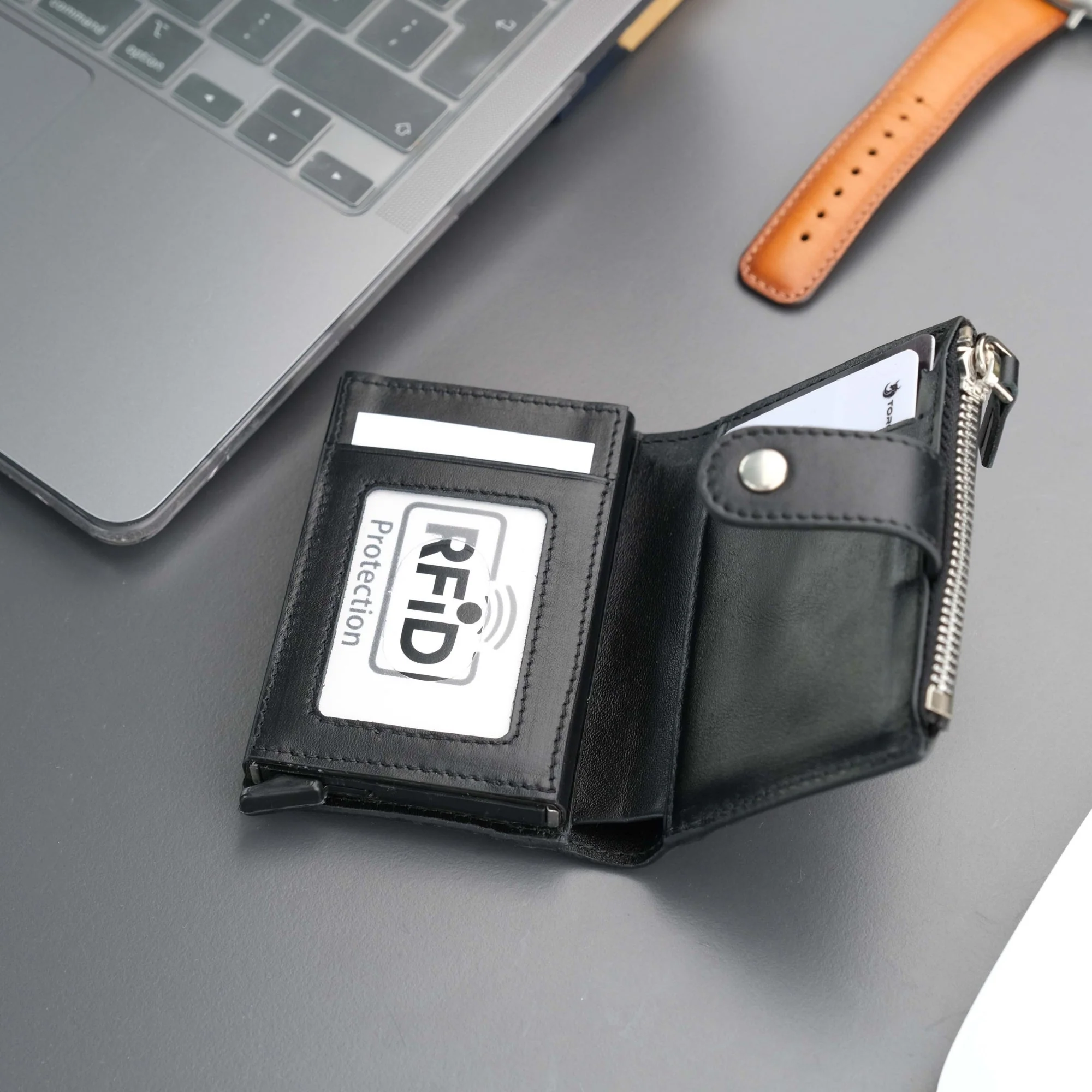 Glenrock Black Leather Pop-up Cardholder Wallet - Image 8