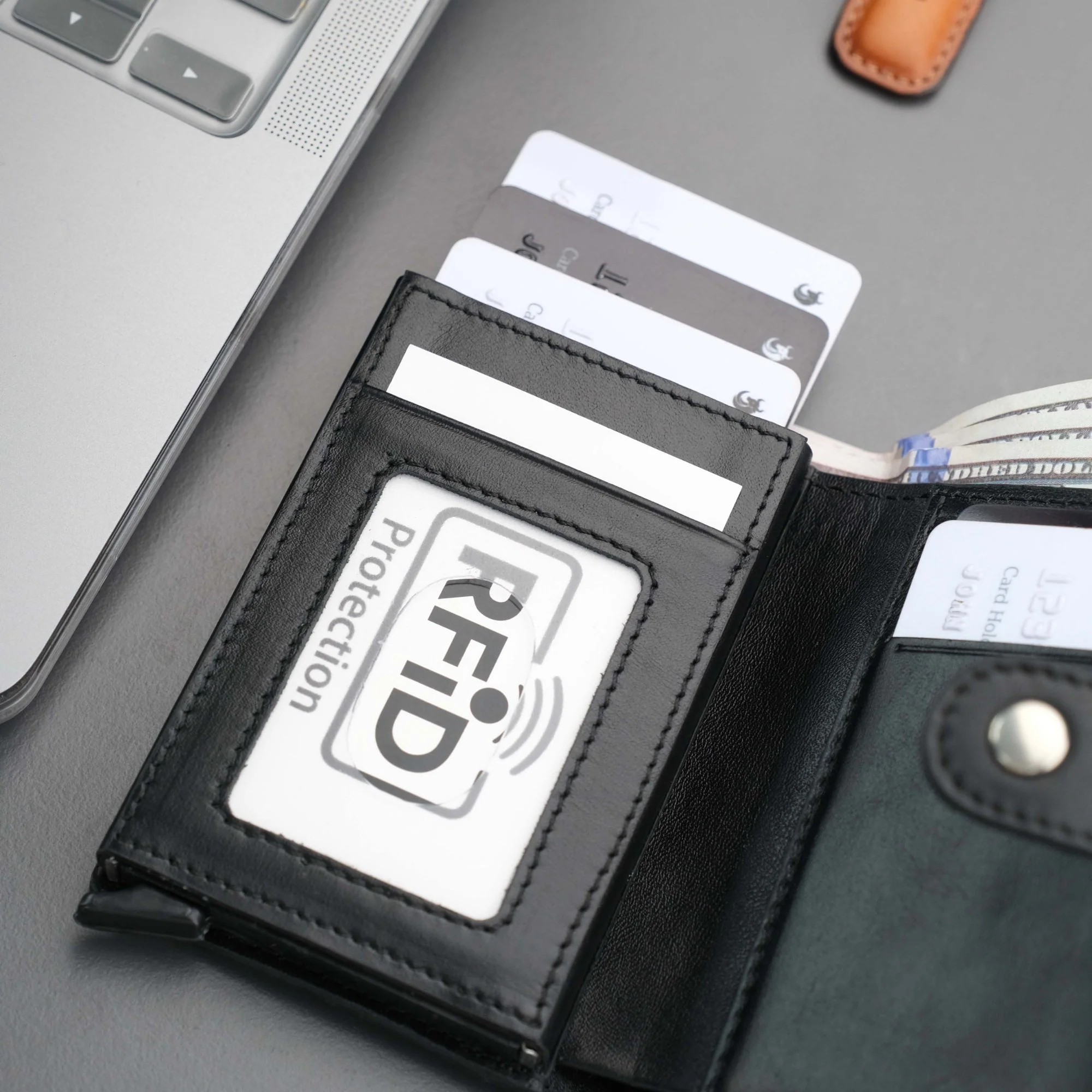 Glenrock Black Leather Pop-up Cardholder Wallet - Image 9
