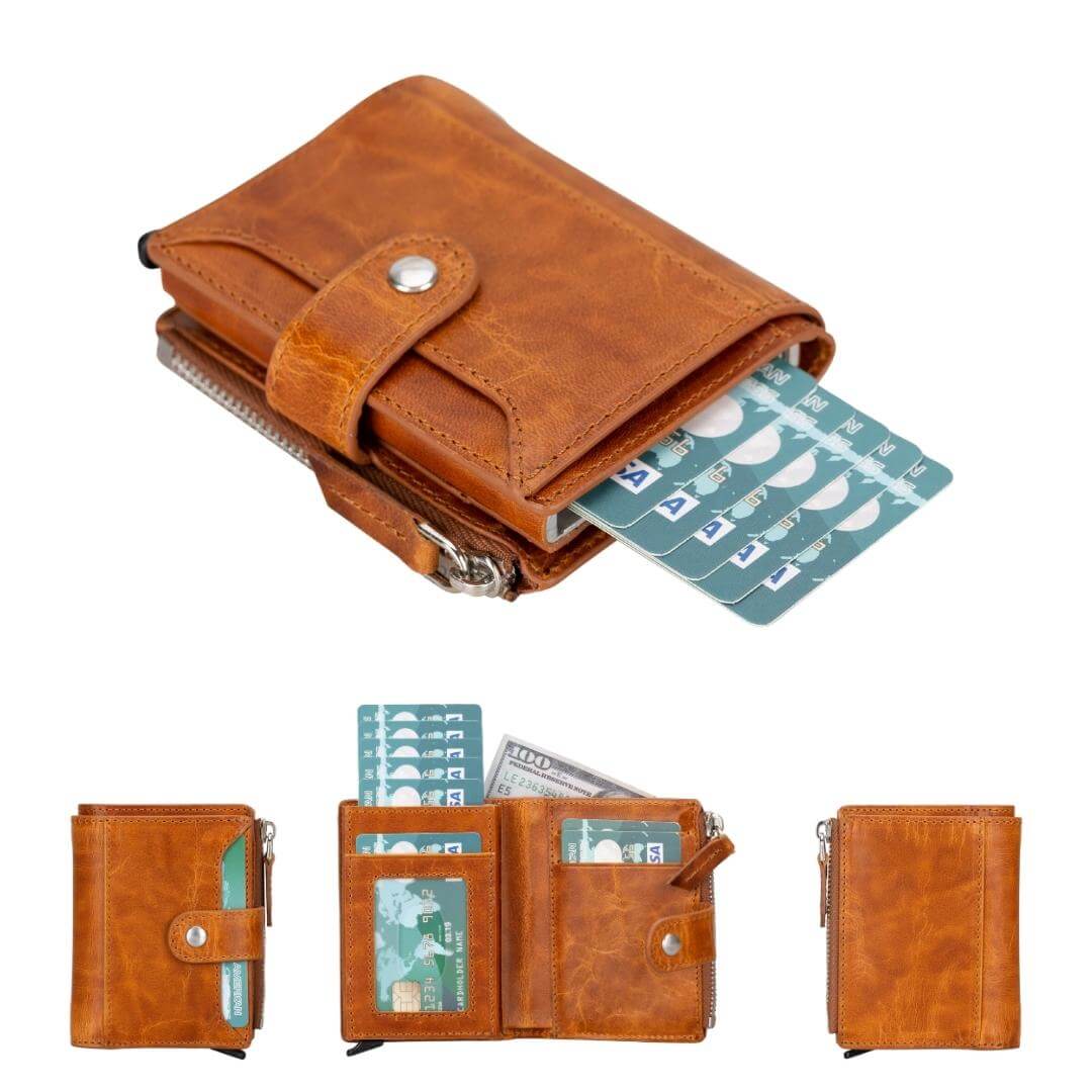 Glenrock Genuine Cowhide Leather Pop Up Card Holder Wallet - Image 13