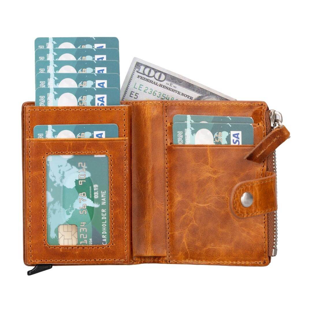Glenrock Genuine Cowhide Leather Pop Up Card Holder Wallet - Image 14