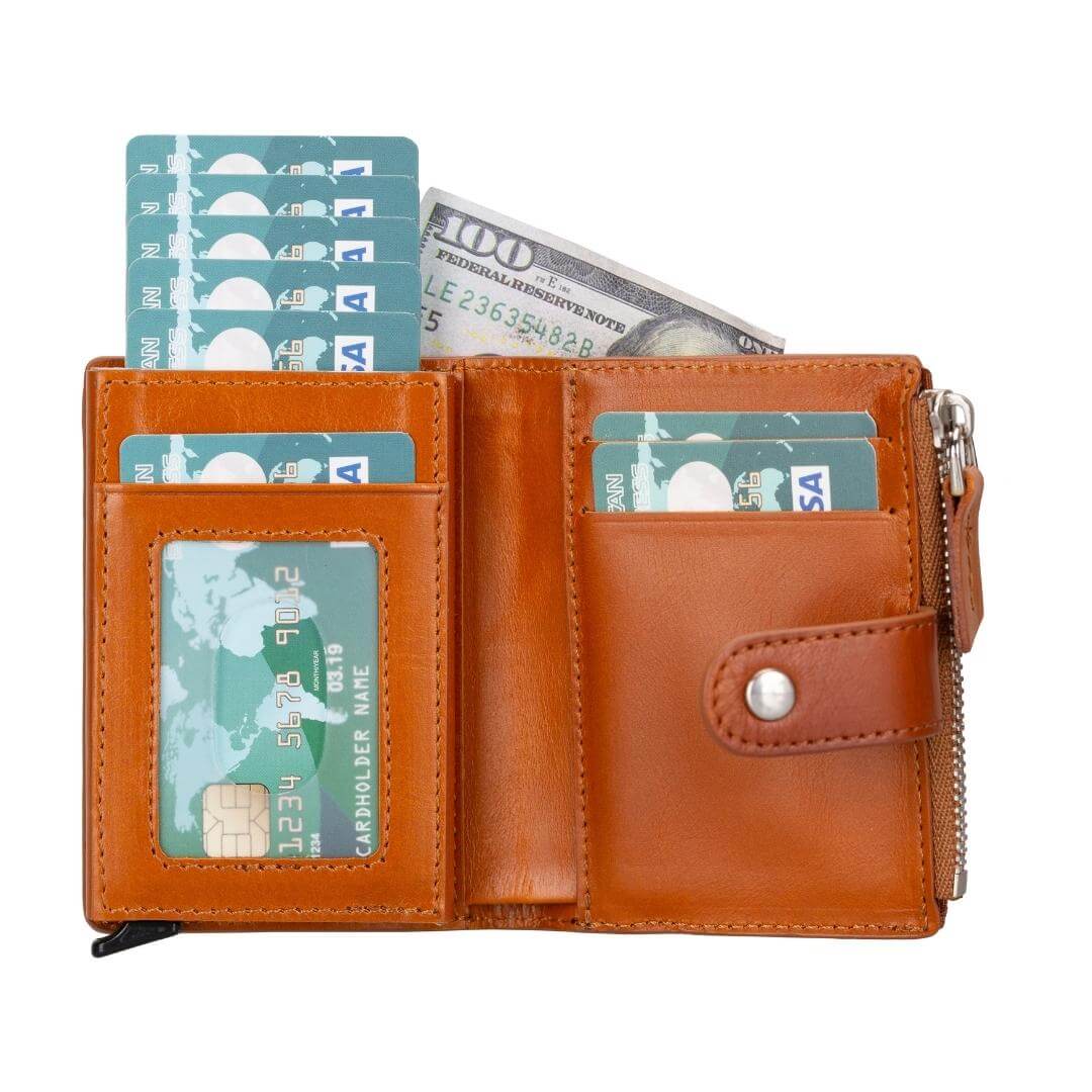 Glenrock Genuine Cowhide Leather Pop Up Card Holder Wallet - Image 2