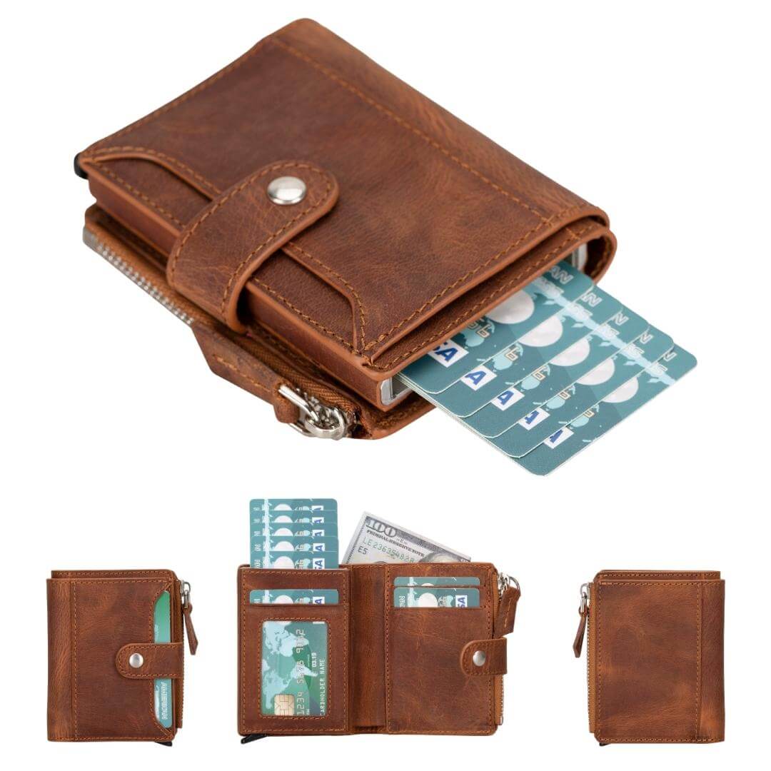 Glenrock Genuine Cowhide Leather Pop Up Card Holder Wallet - Image 31