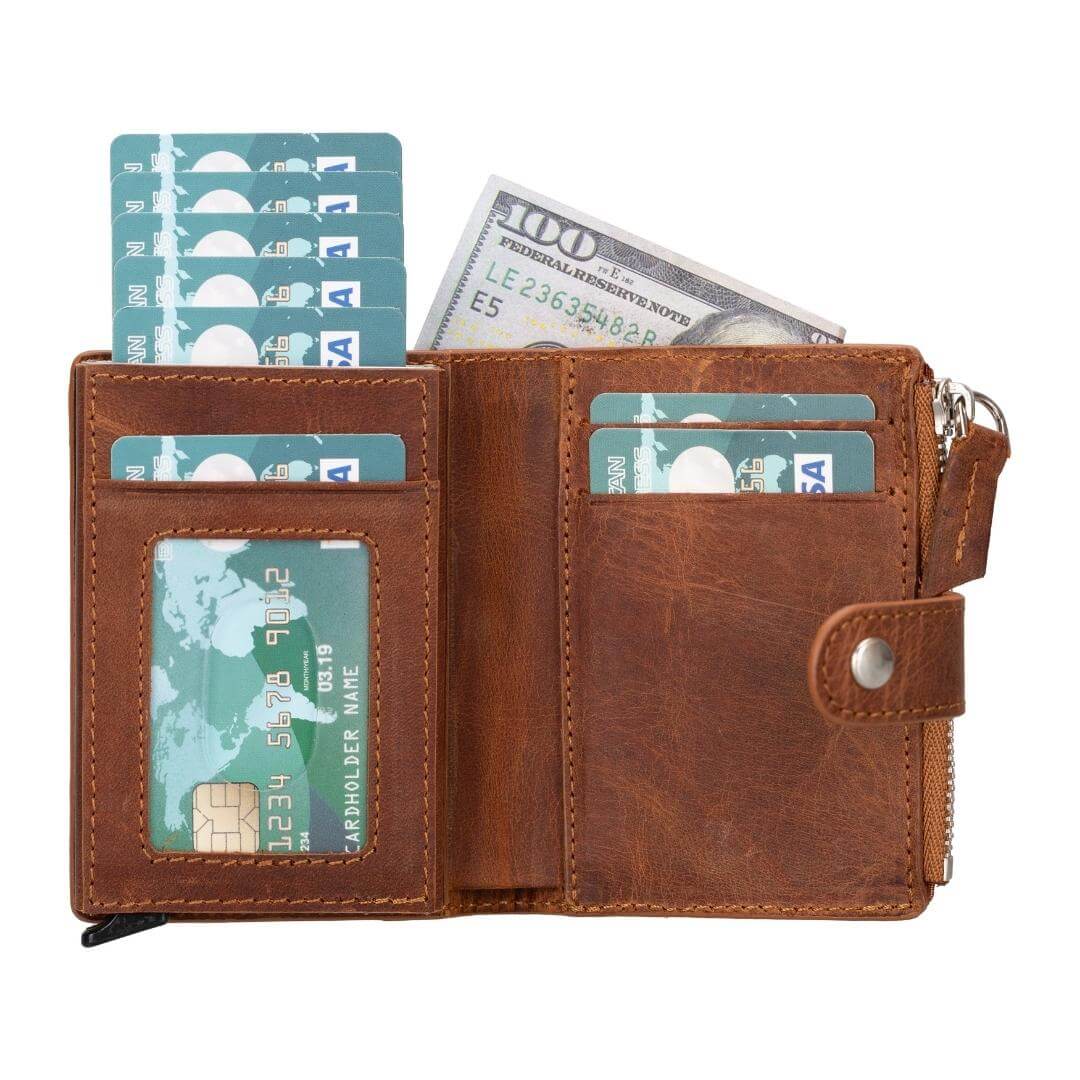 Glenrock Genuine Cowhide Leather Pop Up Card Holder Wallet - Image 32