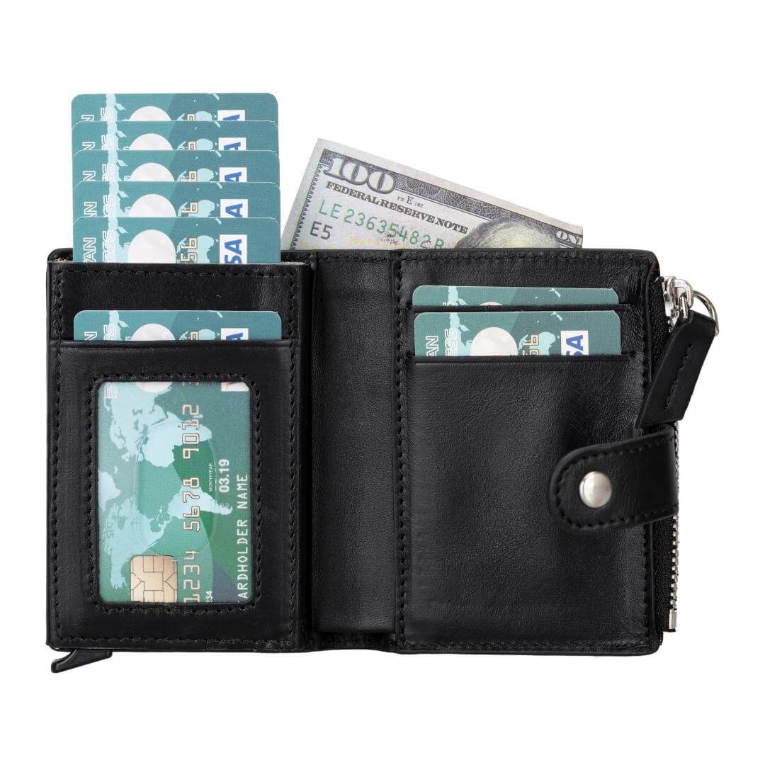 Glenrock Genuine Cowhide Leather Pop Up Card Holder Wallet - Image 8