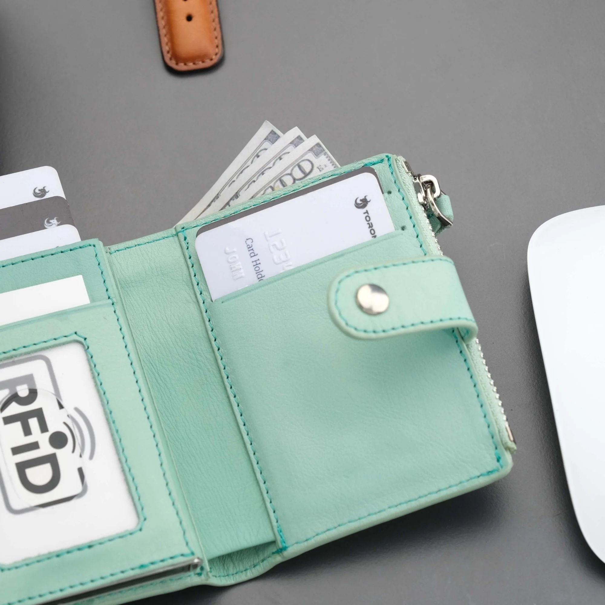 Glenrock Green Leather Pop-up Cardholder Wallet - Image 8