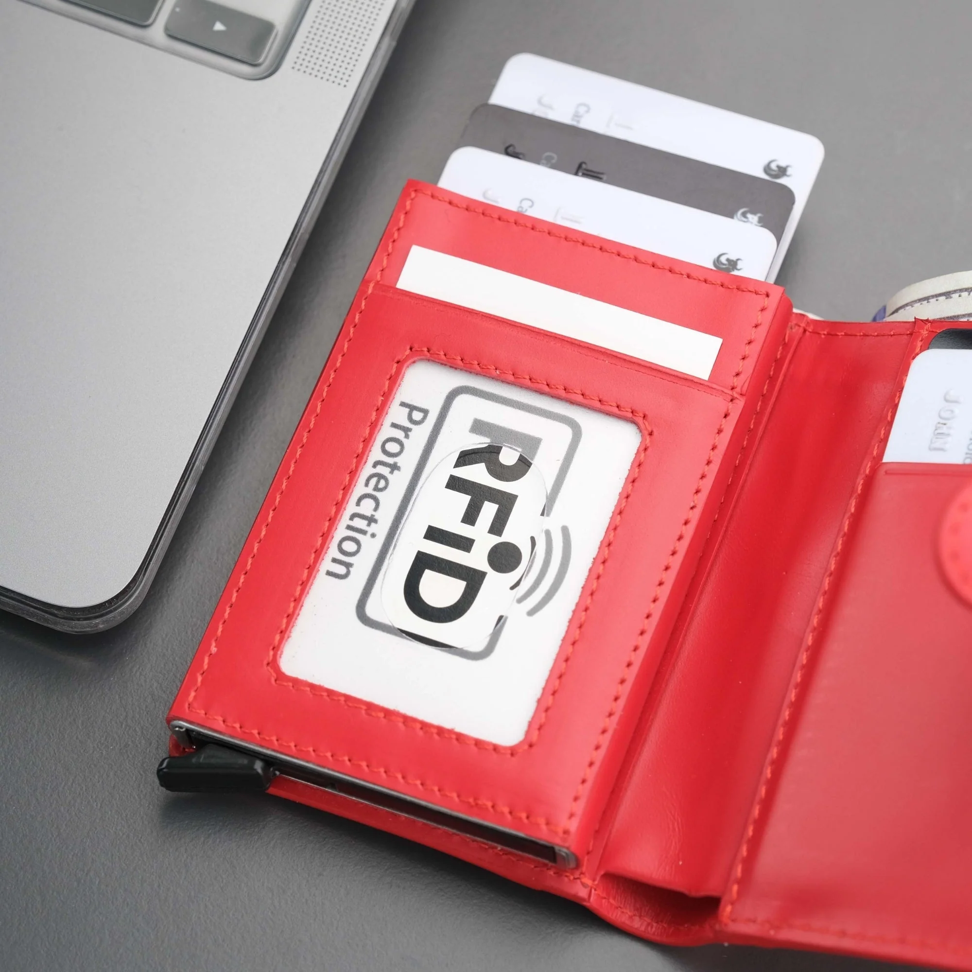 Glenrock Red Leather Pop-up Cardholder Wallet - Image 10
