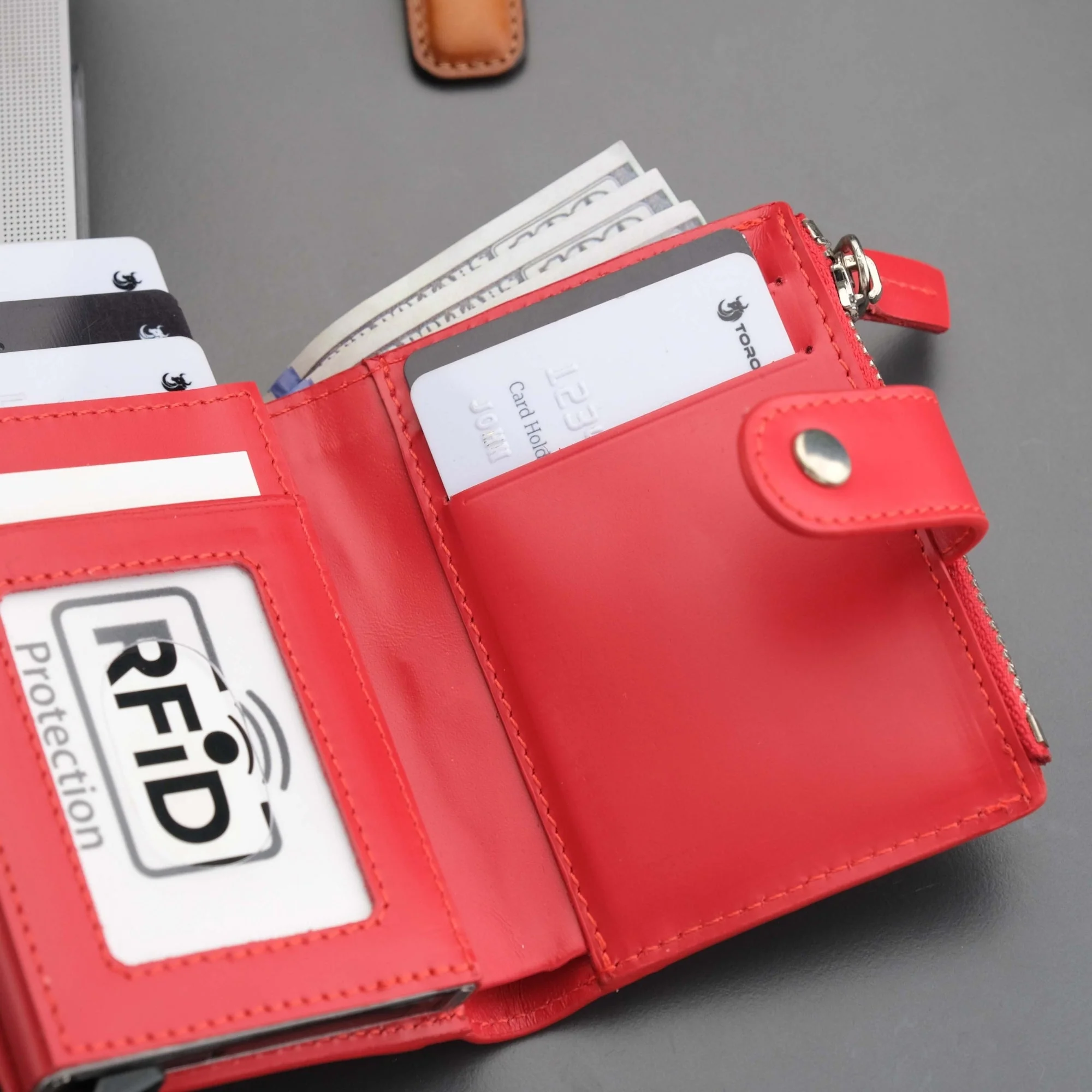 Glenrock Red Leather Pop-up Cardholder Wallet - Image 11