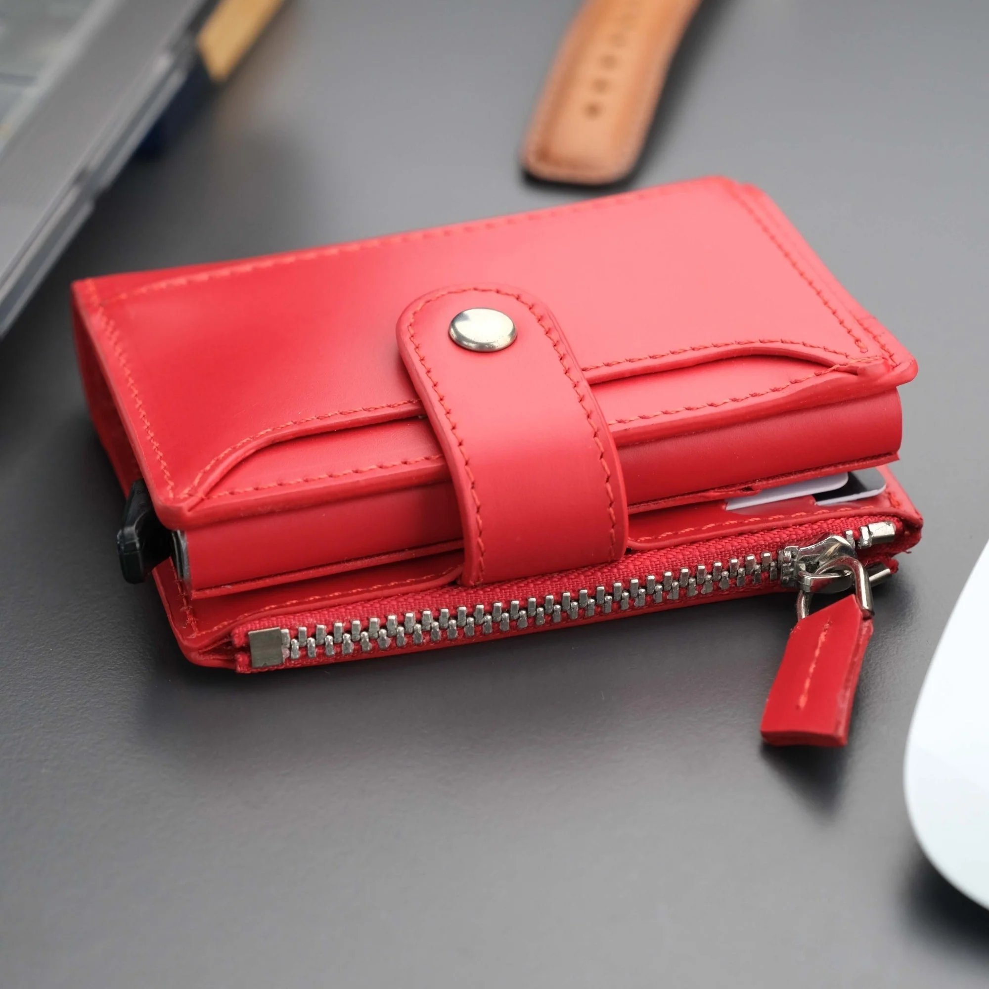 Glenrock Red Leather Pop-up Cardholder Wallet - Image 12