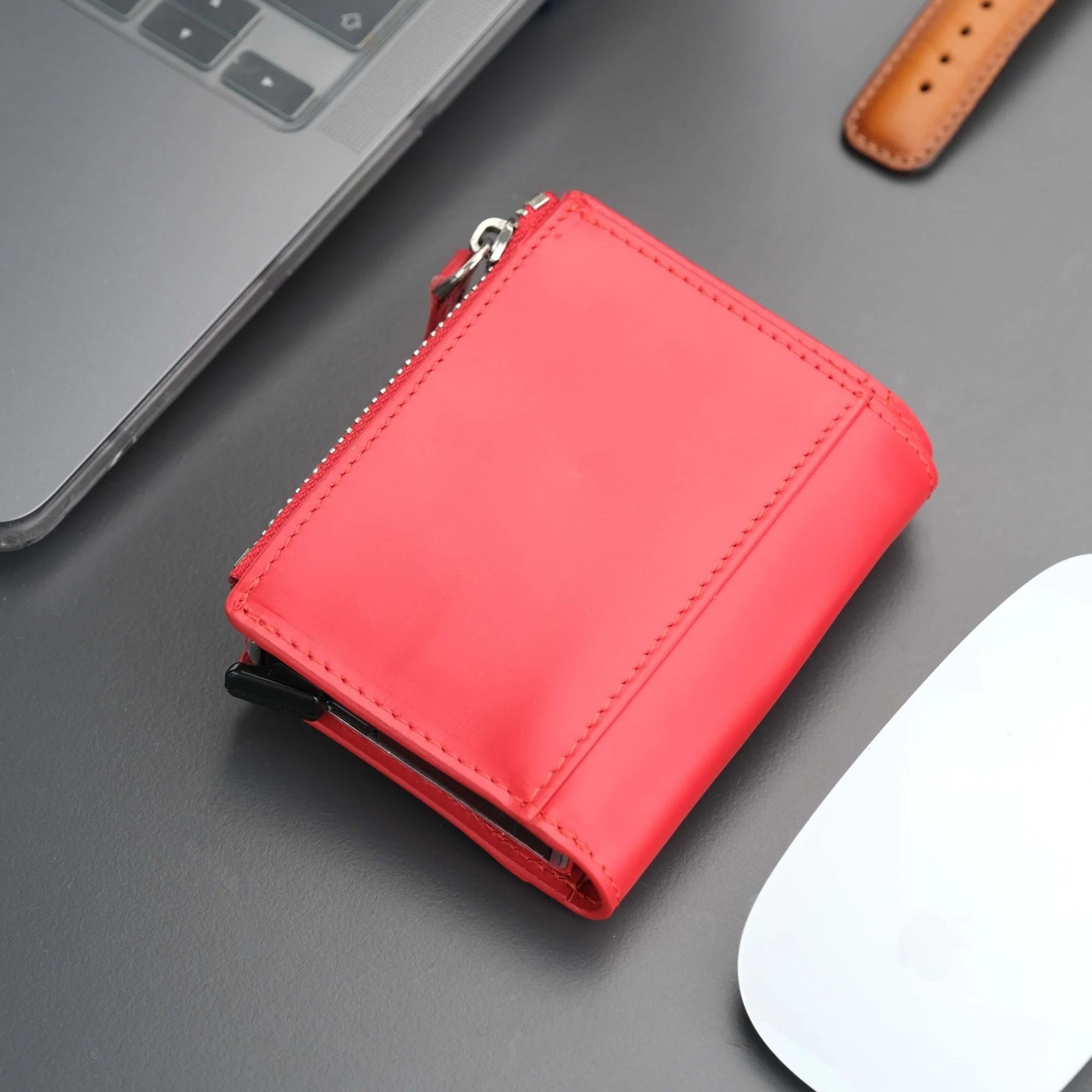 Glenrock Red Leather Pop-up Cardholder Wallet - Image 7