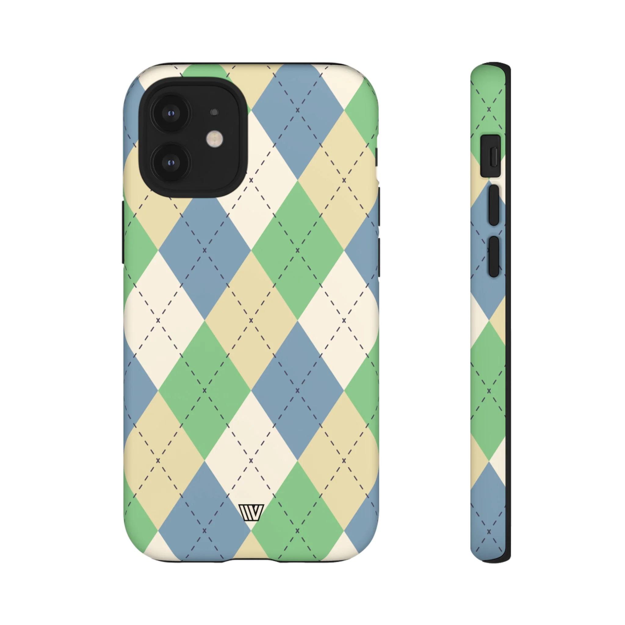 GREEN BLUE BEIGE ARGYLE | Tough Phone Case - Image 10