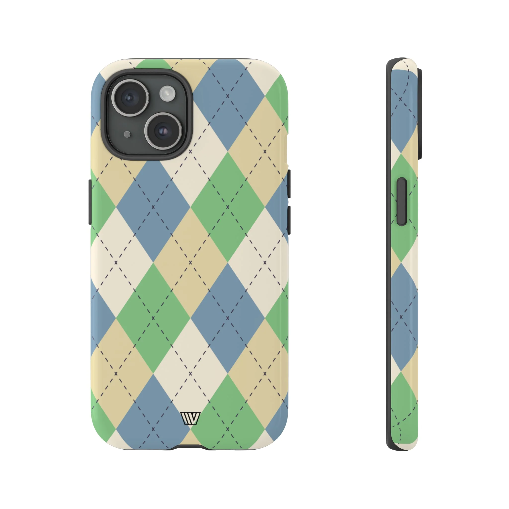 GREEN BLUE BEIGE ARGYLE | Tough Phone Case - Image 2