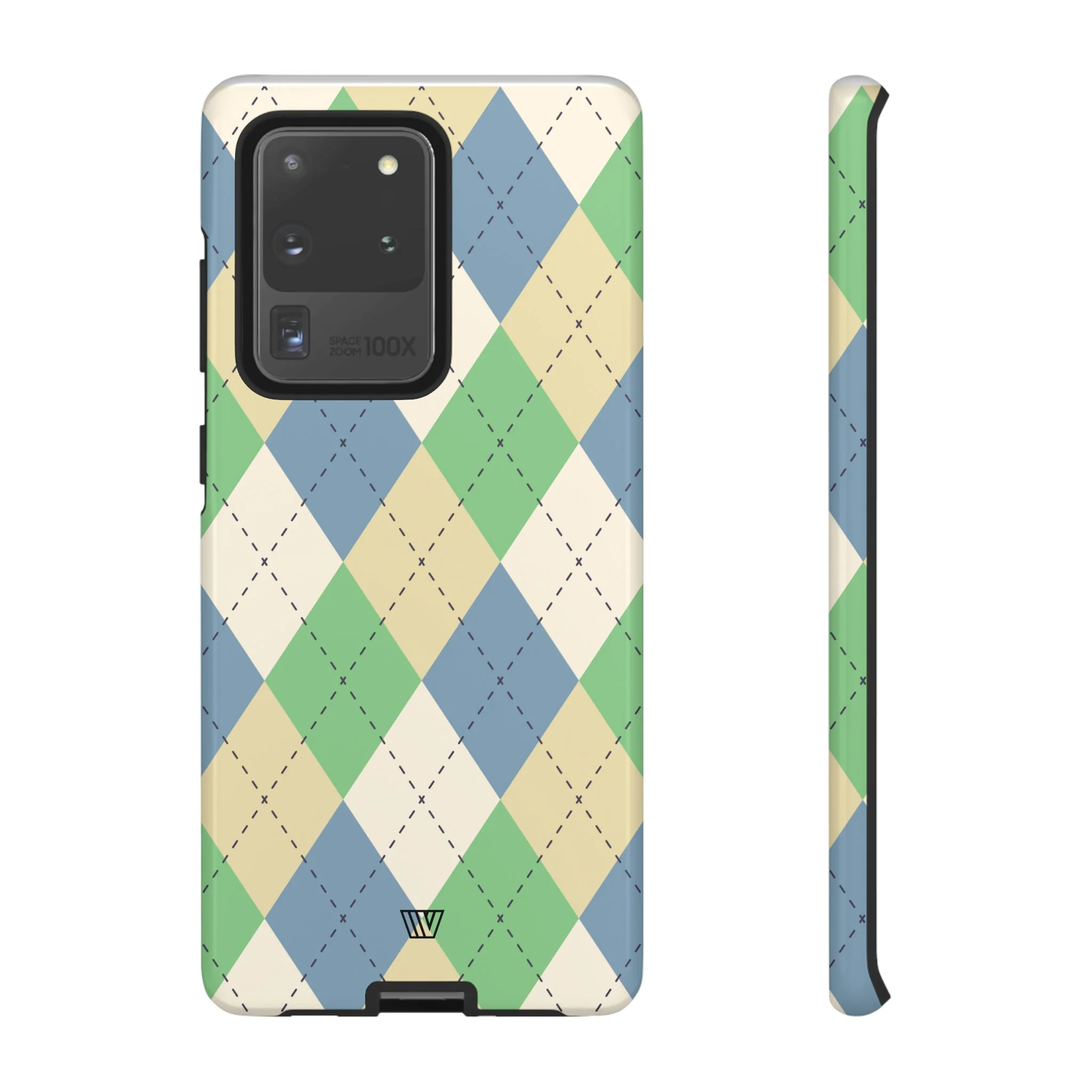 GREEN BLUE BEIGE ARGYLE | Tough Phone Case - Image 5