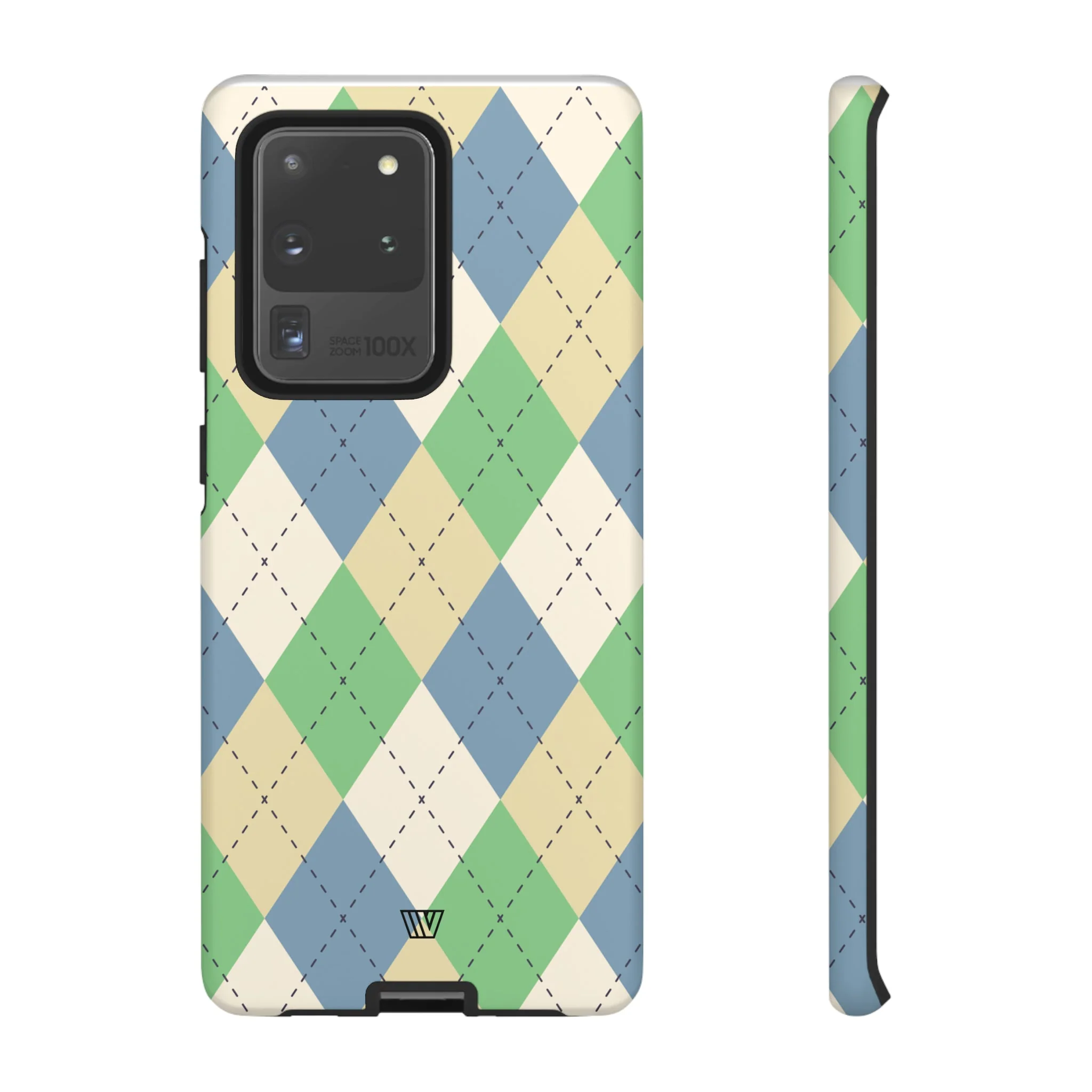 GREEN BLUE BEIGE ARGYLE | Tough Phone Case - Image 6