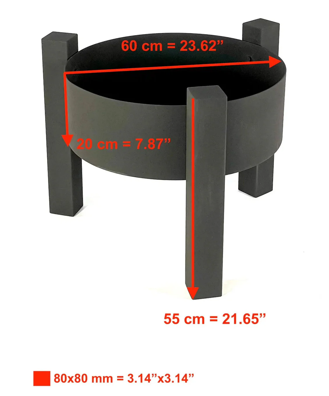 Heavy Duty Fire Pit Bowl with Modern Sturdy Steel Legs - Image 4