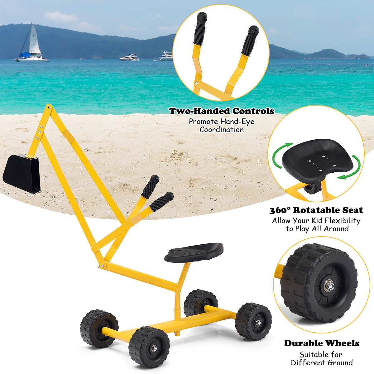 Heavy Duty Steel Frame Kid Ride-on Sand Digger - Image 8
