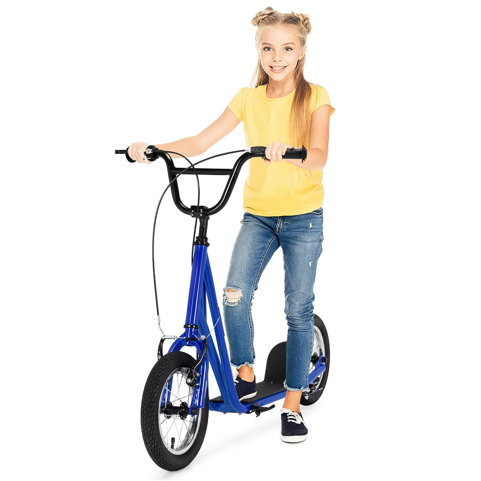 Height Adjustable Kid Kick Scooter with 12 Inch Air Filled Wheel-Navy - Image 4