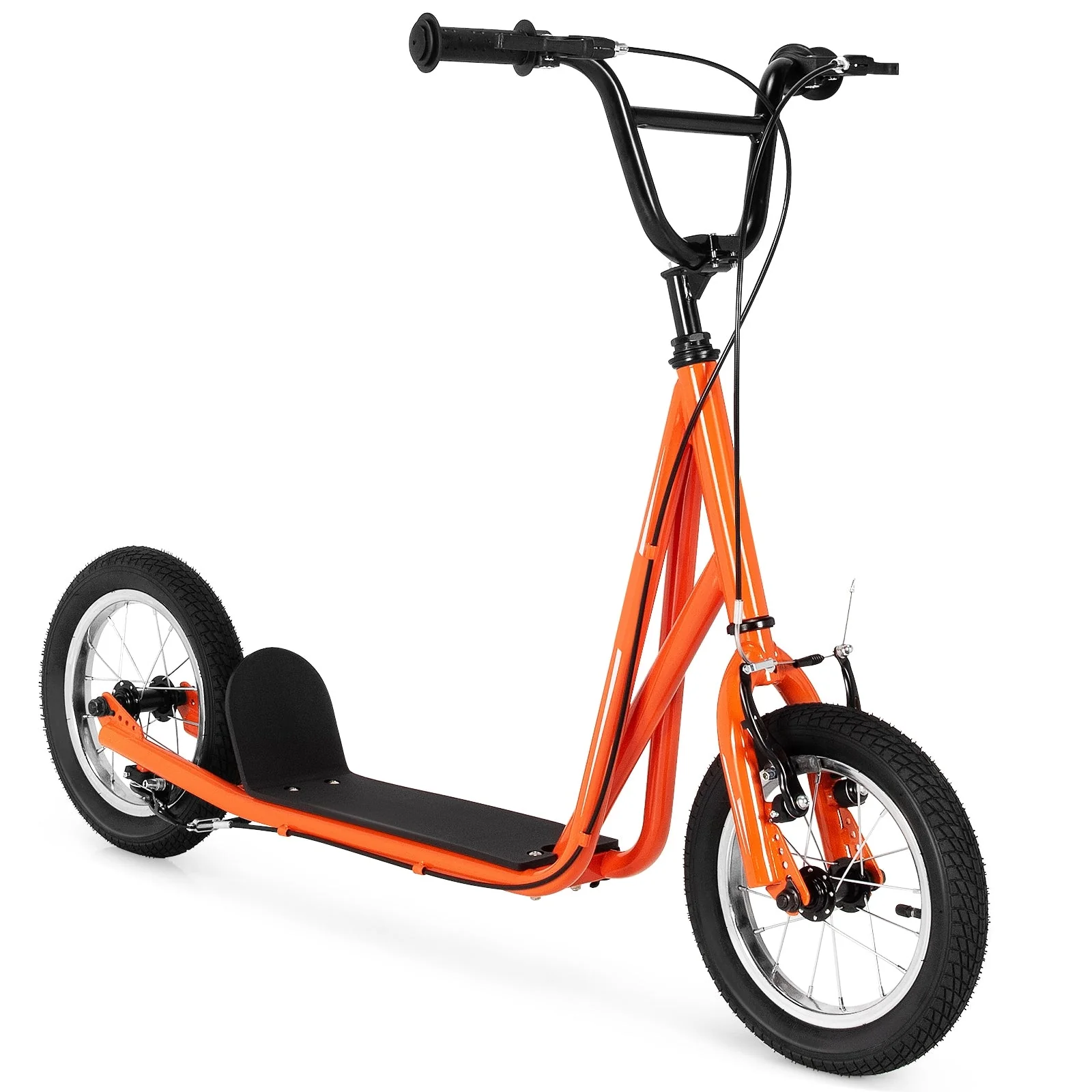 Height Adjustable Kid Kick Scooter with 12 Inch Air Filled Wheel-Orange - Image 3