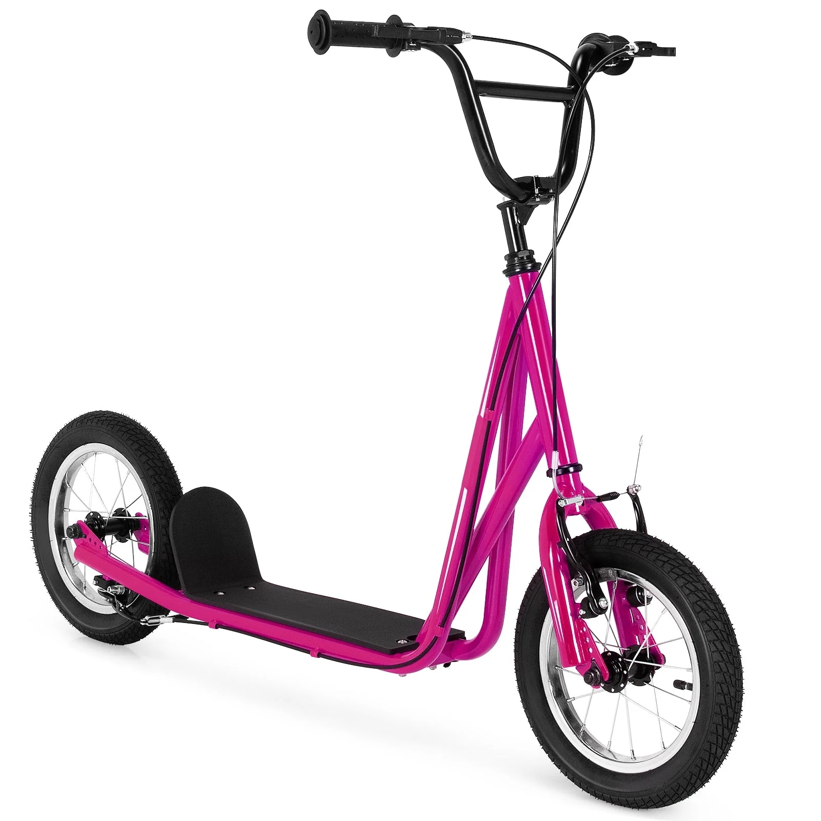 Height Adjustable Kid Kick Scooter with 12 Inch Air Filled Wheel-Pink - Image 3