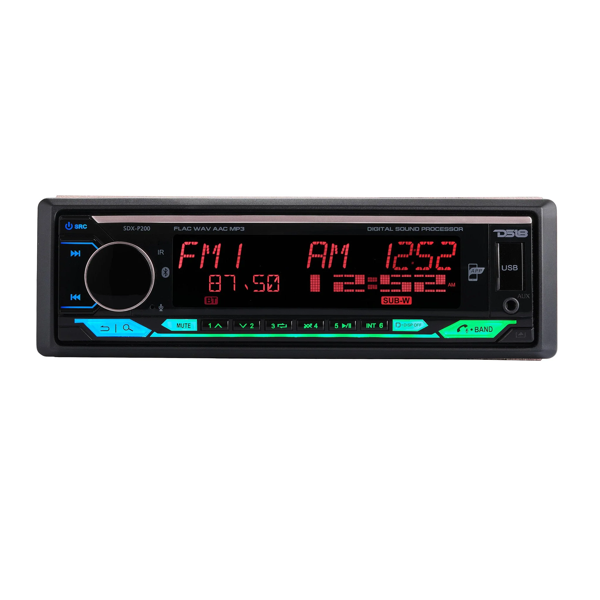 High Power 240 Watts RMS (4 x 60) Digital Media Receiver | Single Din | DSP | APP | Bluetooth Audio and Calling Head Unit | Aux Input | USB | Mechless | AM/FM Radio Receiver | 3V + 3.5V Subwoofer - Image 2