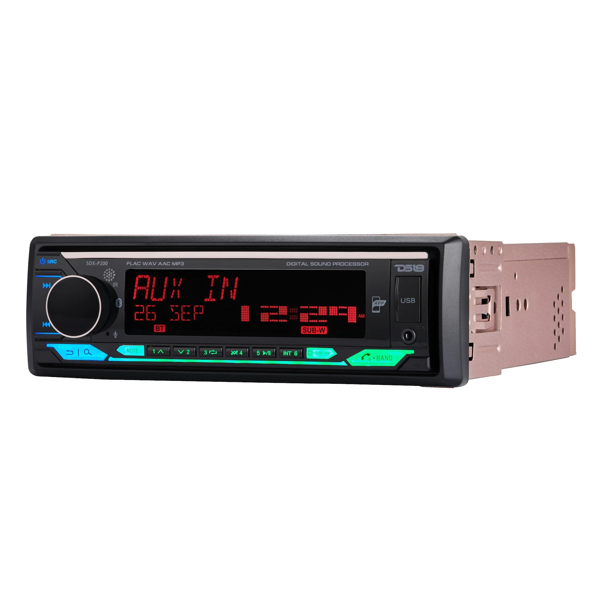 High Power 240 Watts RMS (4 x 60) Digital Media Receiver | Single Din | DSP | APP | Bluetooth Audio and Calling Head Unit | Aux Input | USB | Mechless | AM/FM Radio Receiver | 3V + 3.5V Subwoofer - Image 3