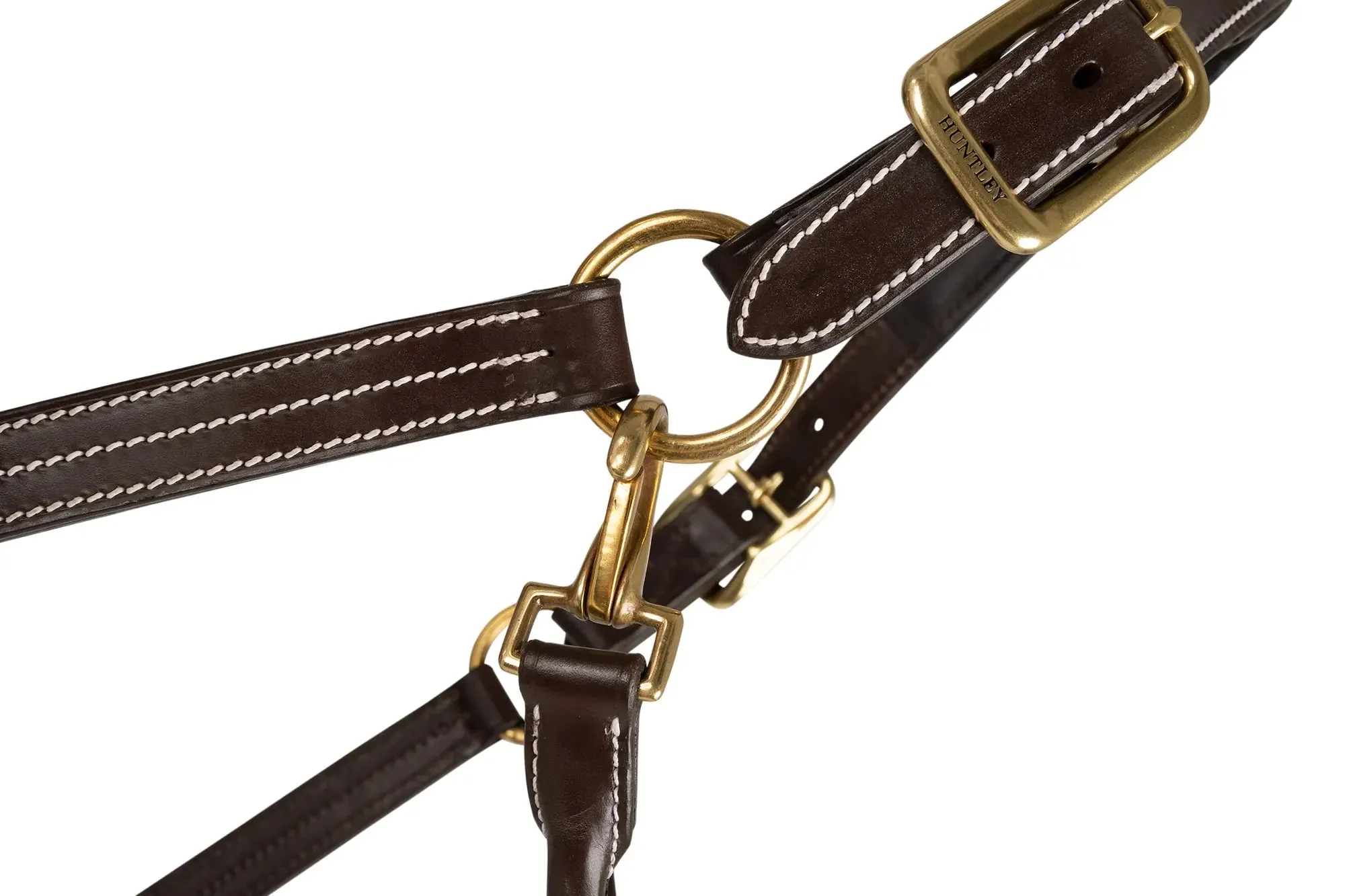 Huntley Equestrian Fancy Stitched Premium Leather Padded Halter - Image 2