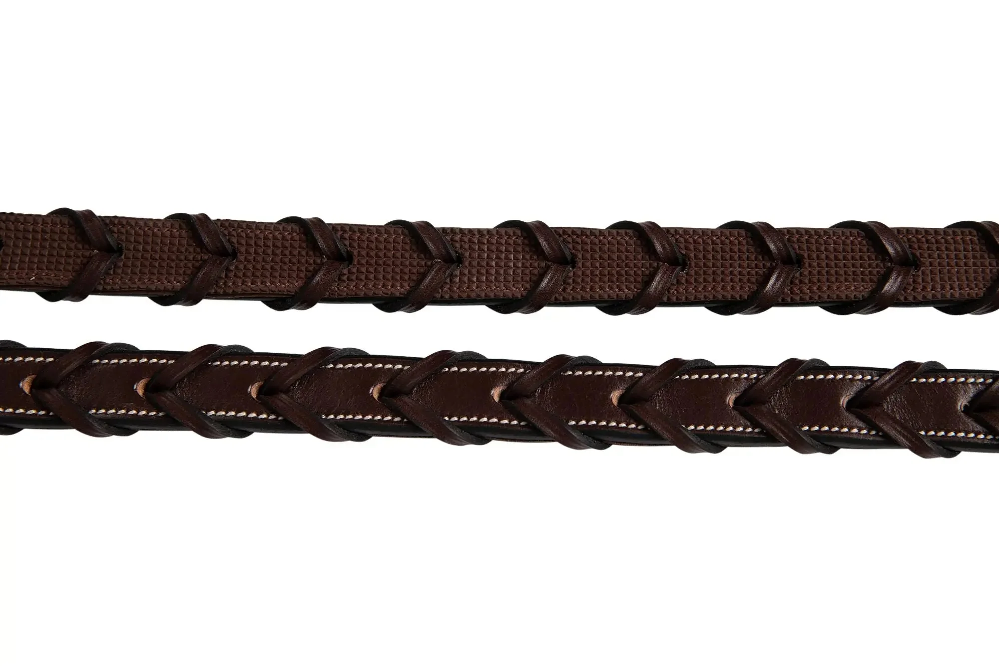 Huntley Equestrian Fancy Stitched Rubber Lined Laced Reins, Size Full - Image 2