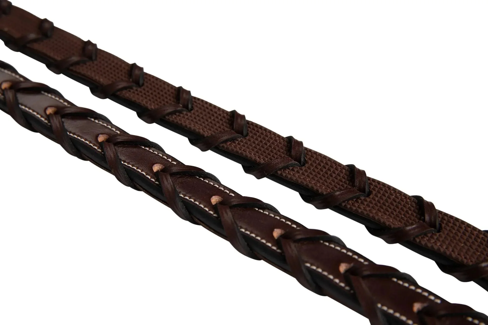 Huntley Equestrian Fancy Stitched Rubber Lined Laced Reins, Size Full - Image 3