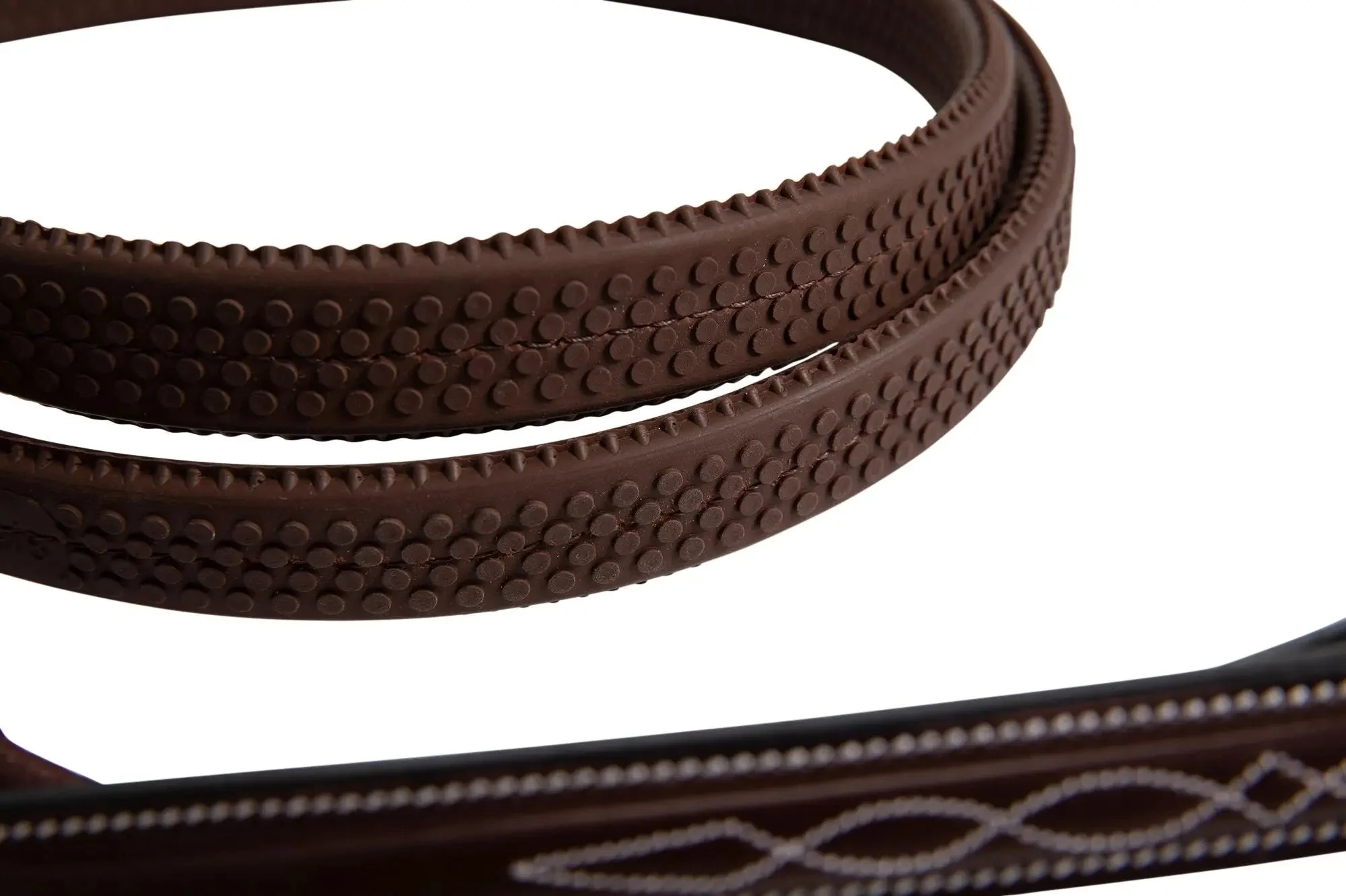 Huntley Equestrian Fancy Stitched Rubber Reins, 5/8" Inch Width - Image 4