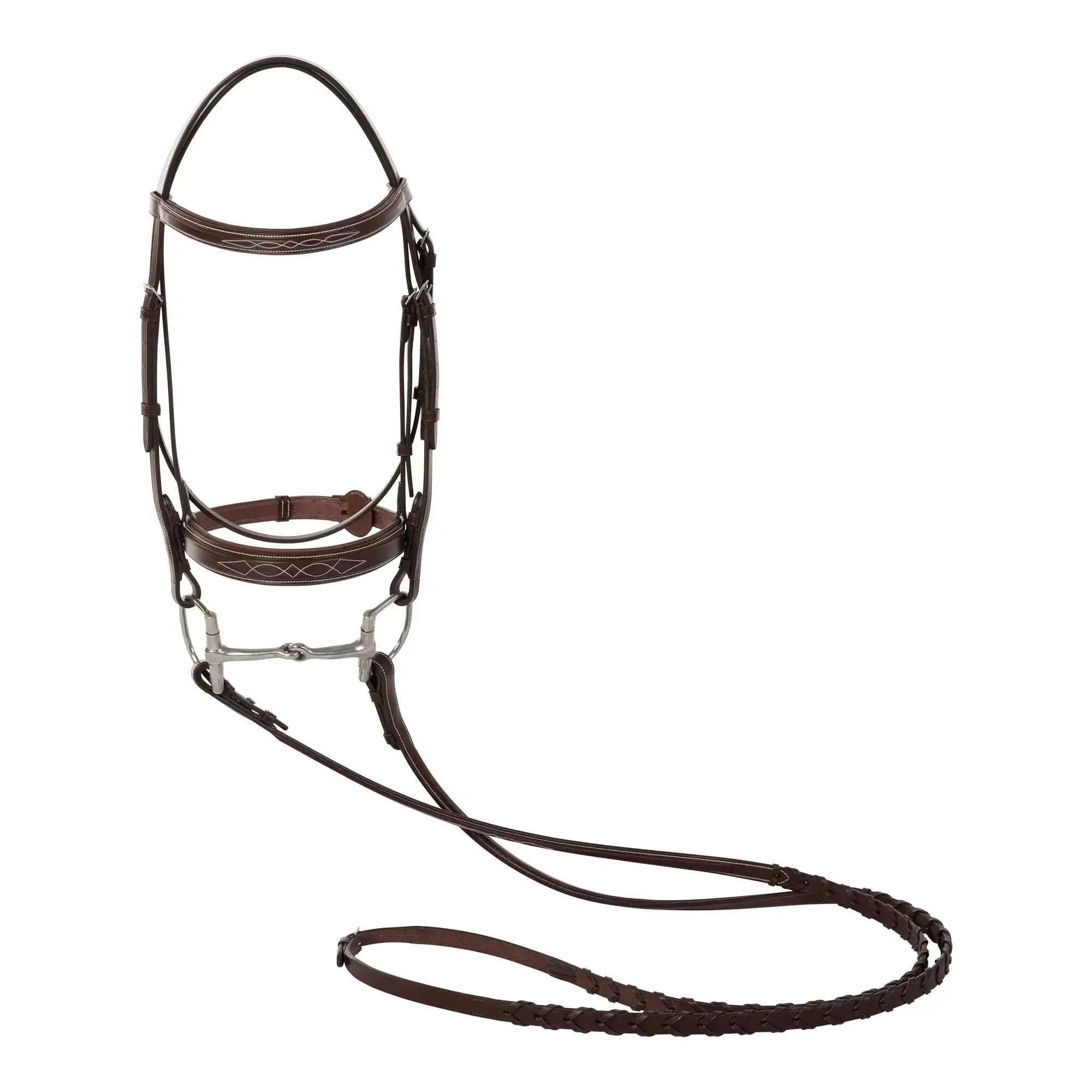 Huntley Equestrian Fancy Stitched Sedgwick Leather Padded Bridle with Reins - Image 6