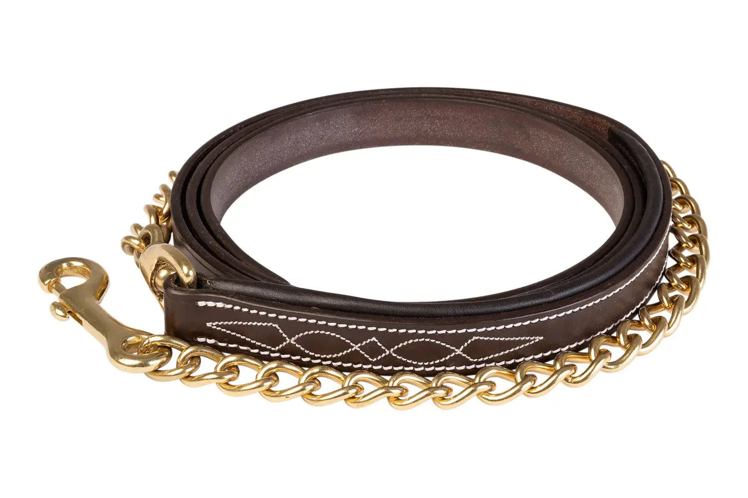 Huntley Equestrian Leather Lead with Brass Chain - Image 8