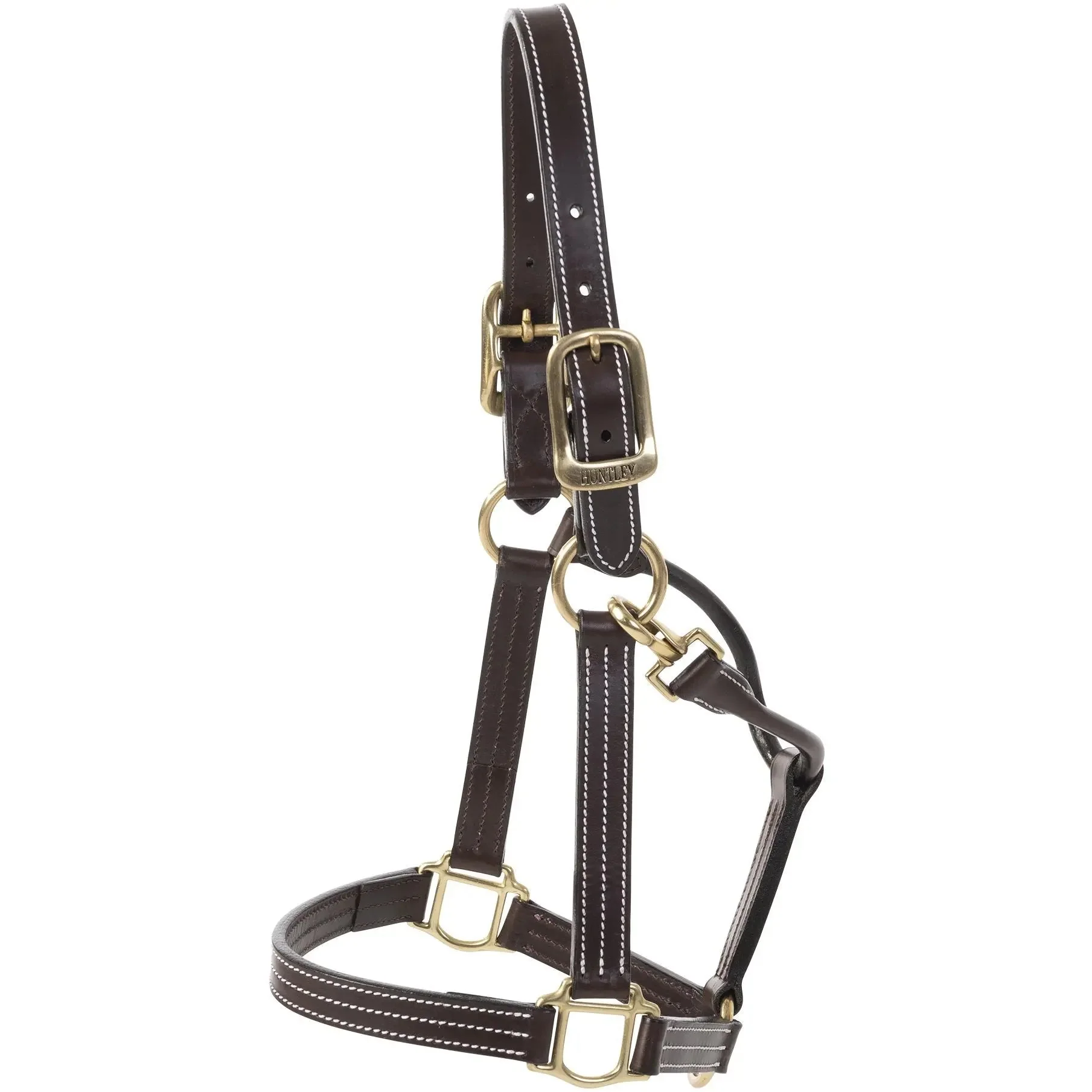 Huntley Equestrian Premium Leather Triple Stitched Halter with Snap - Image 5