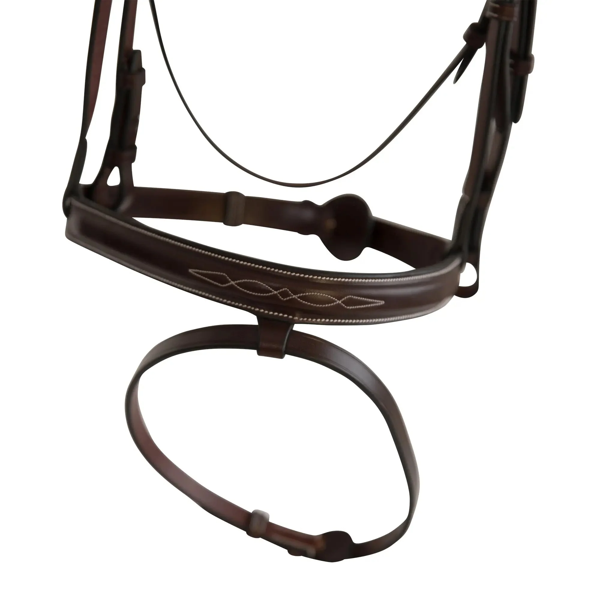 Huntley Equestrian Sedgwick Fancy Stitched Fixed Flash Noseband Bridle With Reins - Image 3