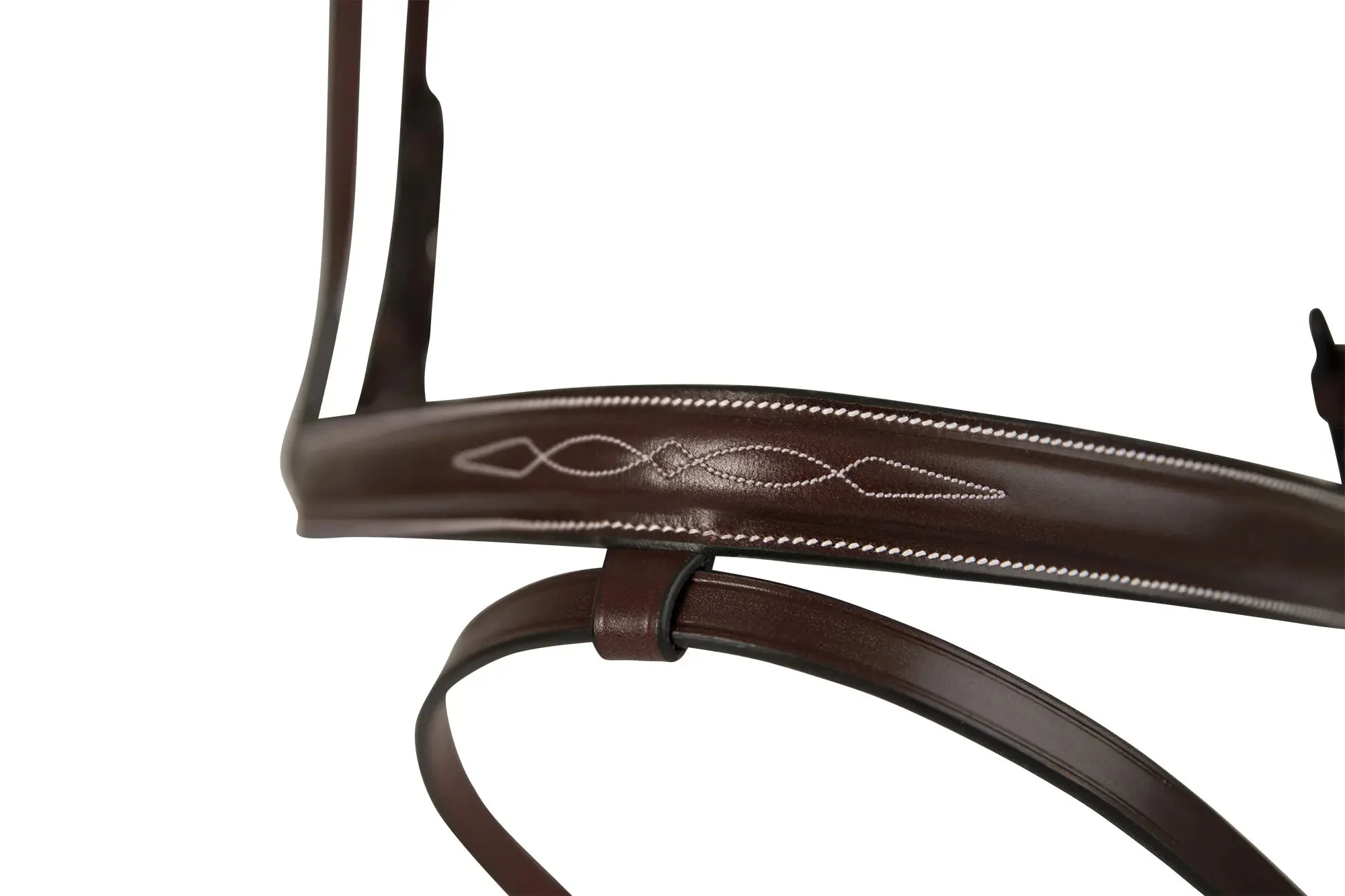 Huntley Equestrian Sedgwick Fancy Stitched Fixed Flash Noseband Bridle With Reins - Image 4