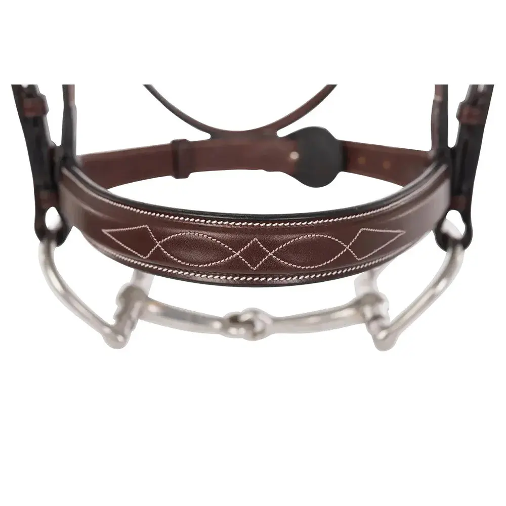 Huntley Equestrian Sedgwick Fancy Stitched Square Raised Hunter Horse Bridle with Reins - Image 6