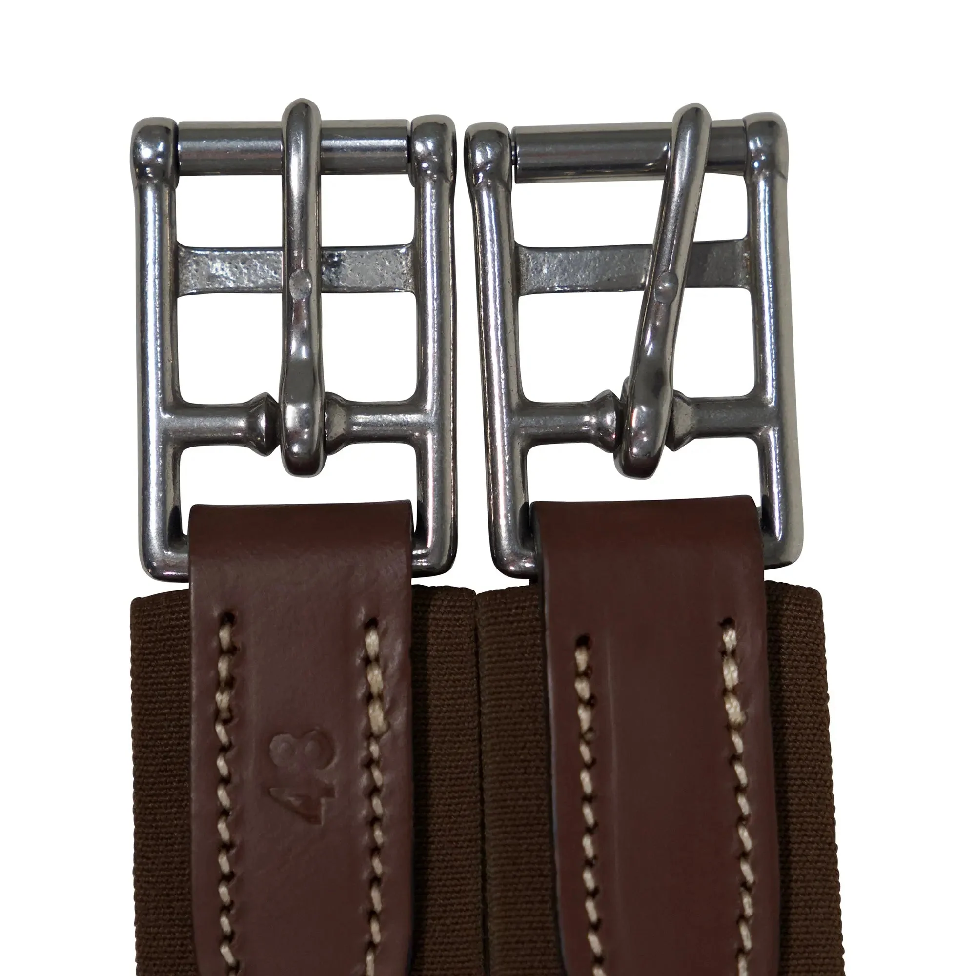 Huntley Equestrian Sedgwick Leather Fancy Stitched Padded Leather Contour Shaped Girth with Double End Elastic - Image 3