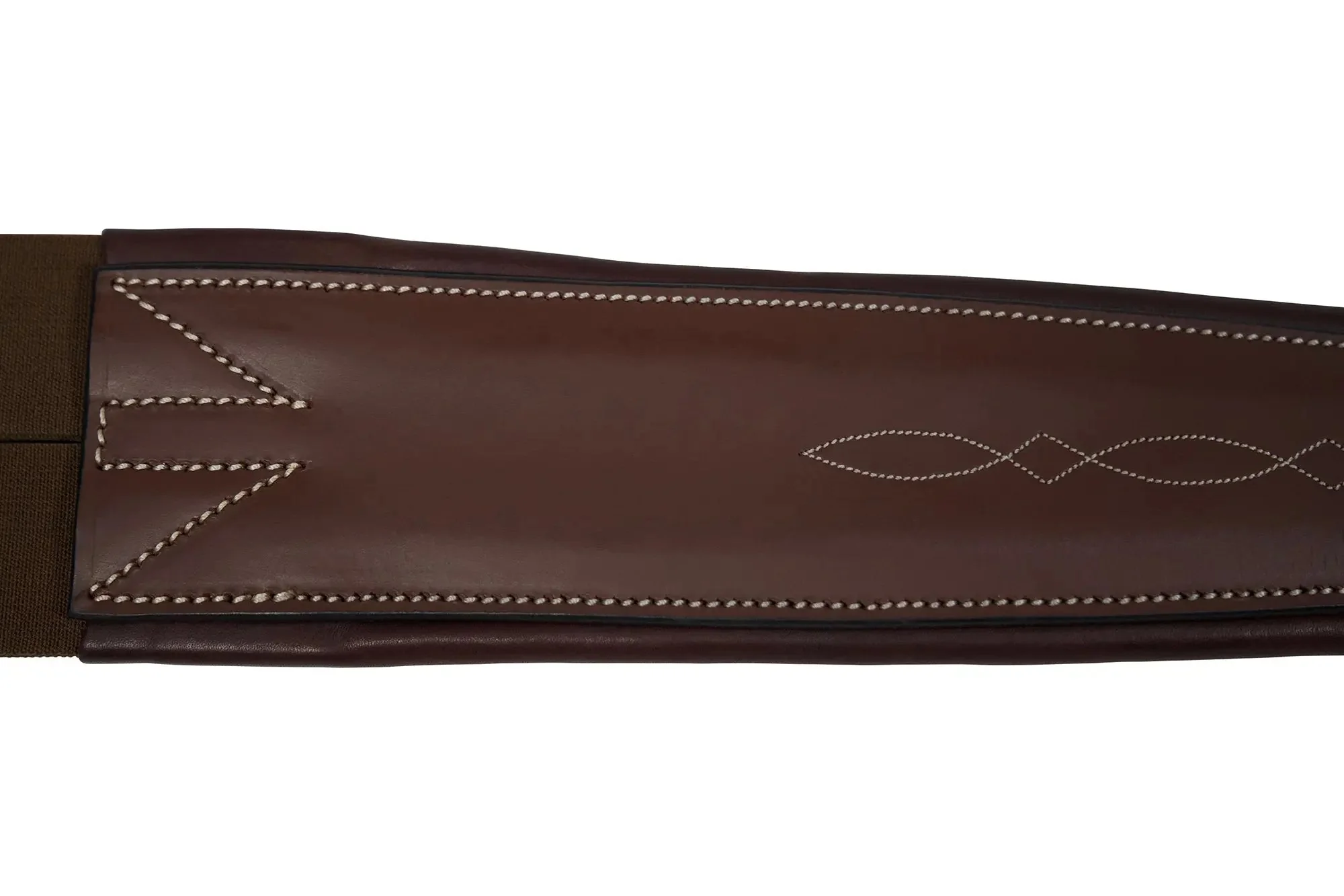 Huntley Equestrian Sedgwick Leather Fancy Stitched Padded Leather Contour Shaped Girth with Double End Elastic - Image 4