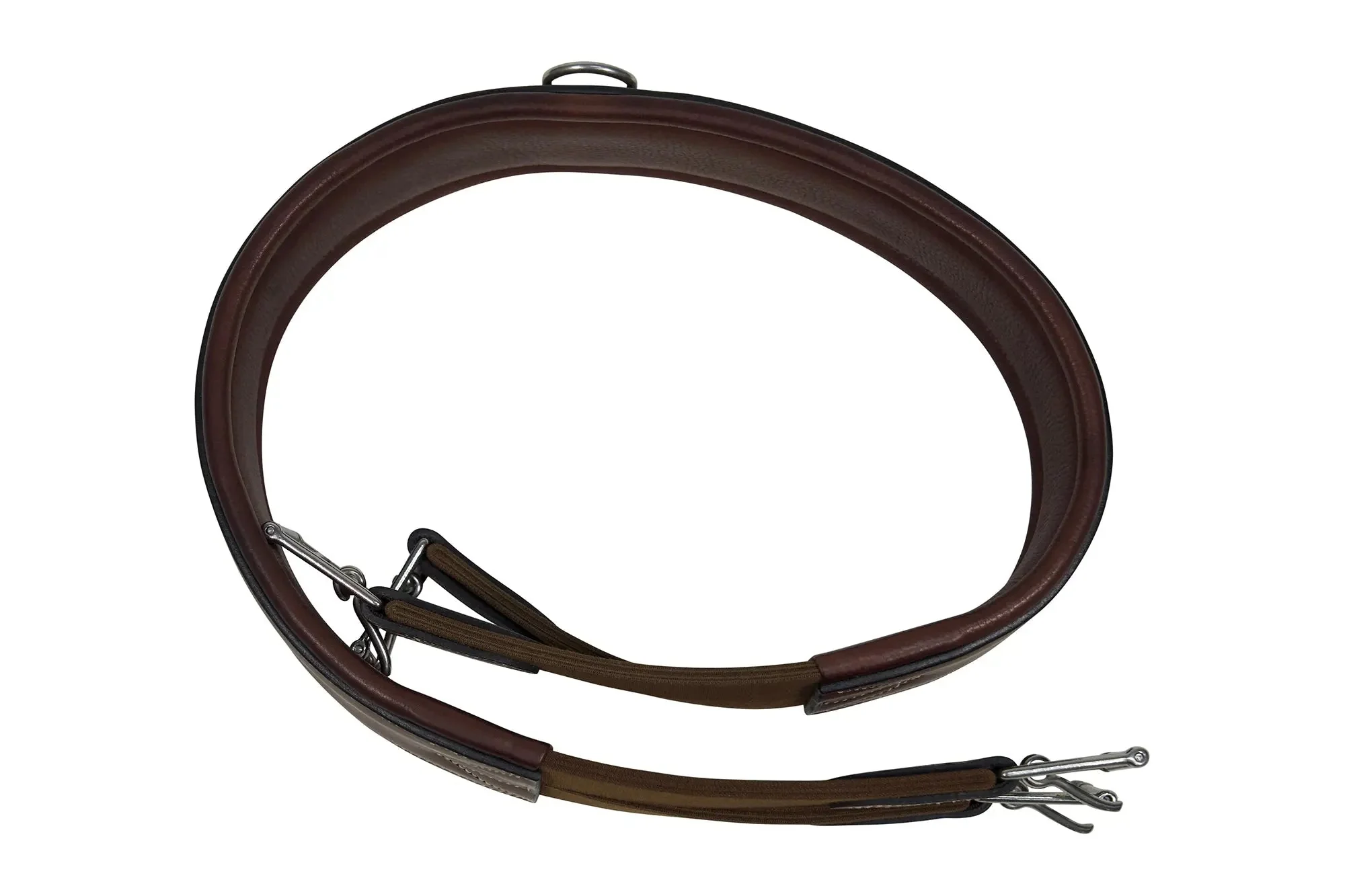 Huntley Equestrian Sedgwick Leather Fancy Stitched Padded Leather Contour Shaped Girth with Double End Elastic - Image 6