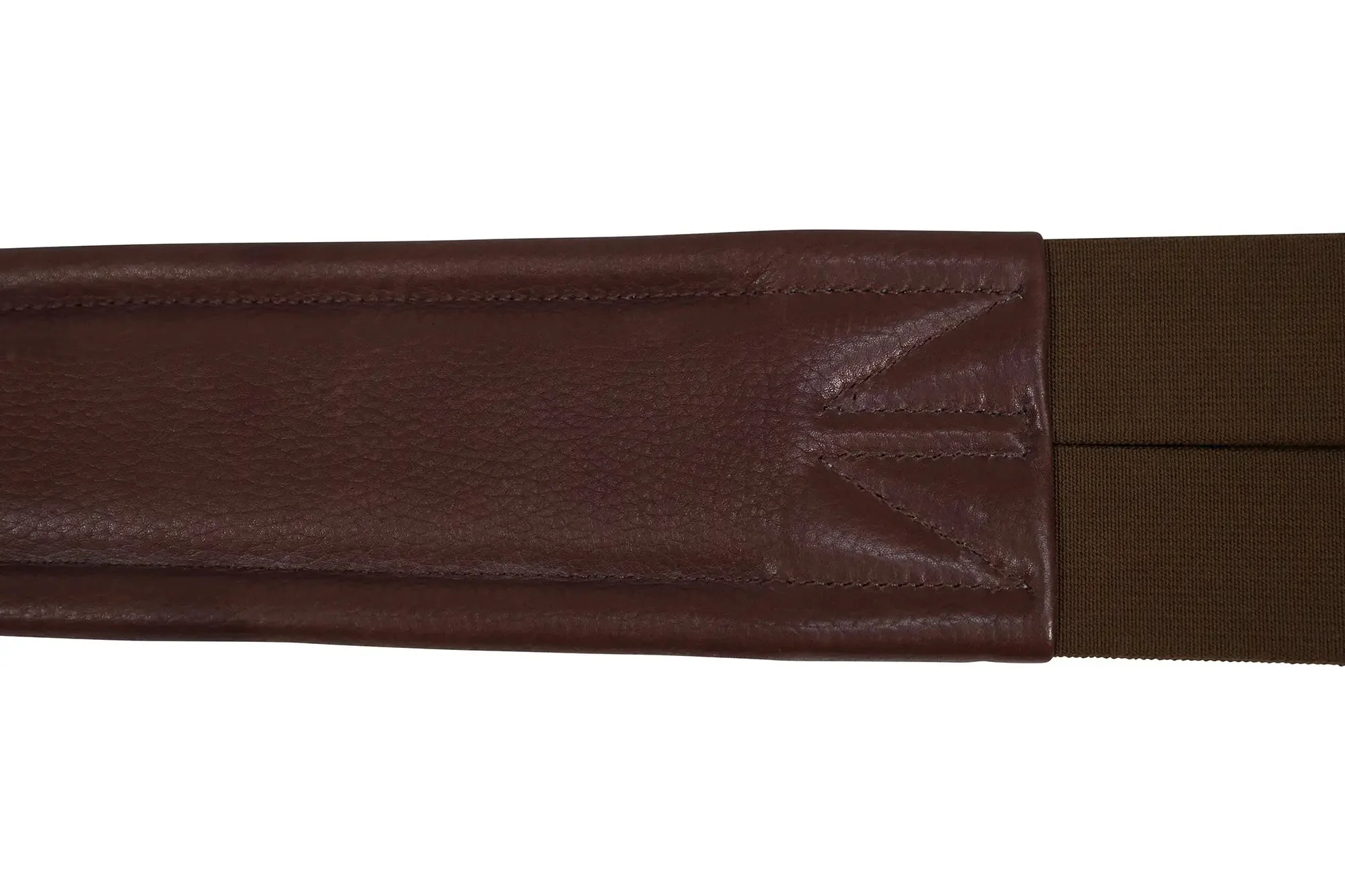 Huntley Equestrian Sedgwick Leather Fancy Stitched Padded Leather Contour Shaped Girth with Double End Elastic - Image 7