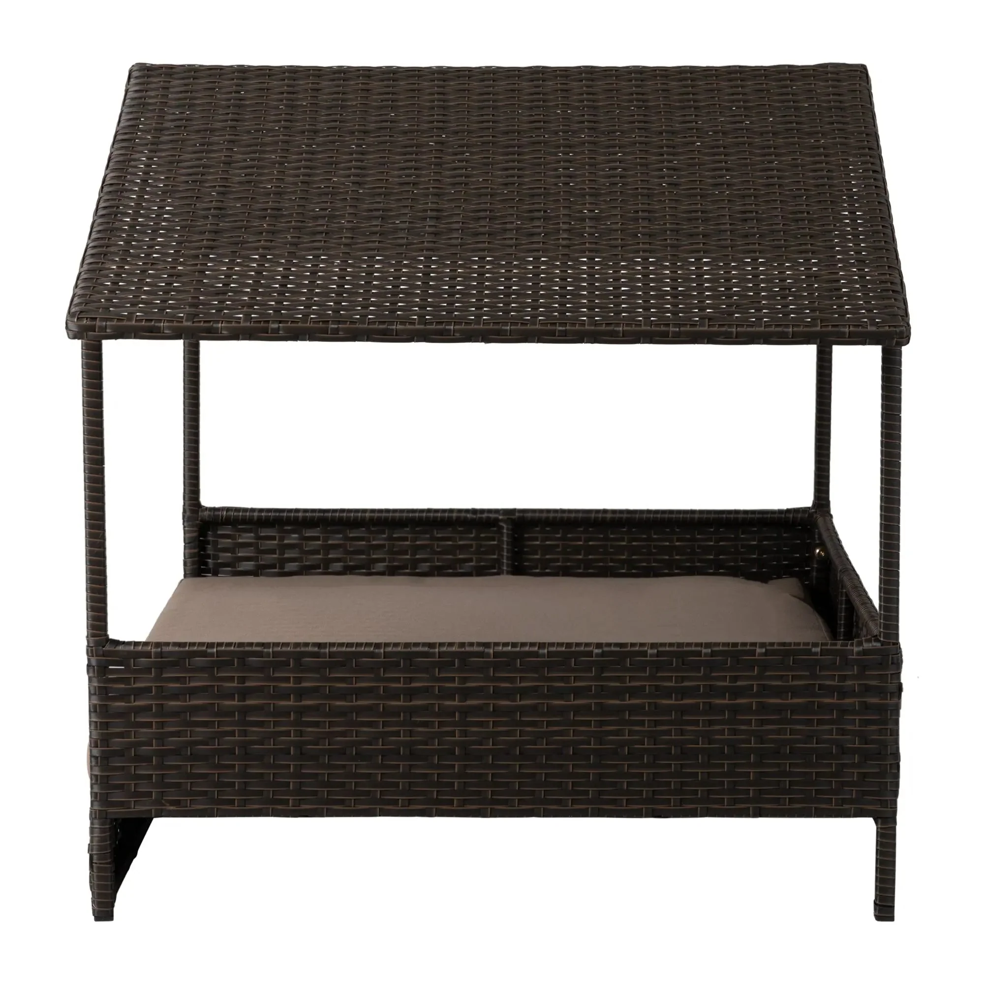 Huntley Pet Rattan Wicker Indoor Outdoor Cabana Raised Pet Bed - Image 12